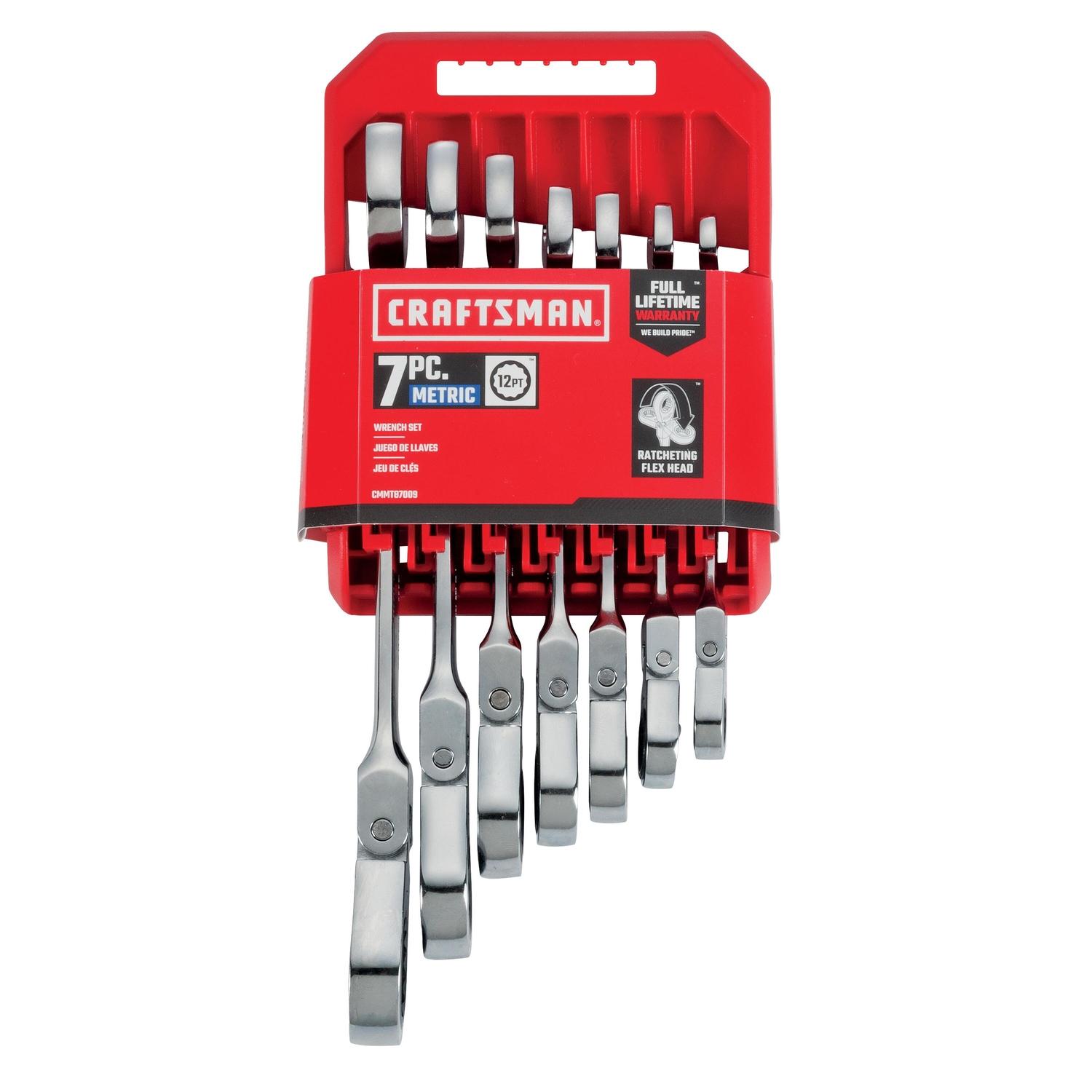 CRAFTSMAN Metric Reversible Ratcheting Flex Head Combination Wrench Set 7 pc