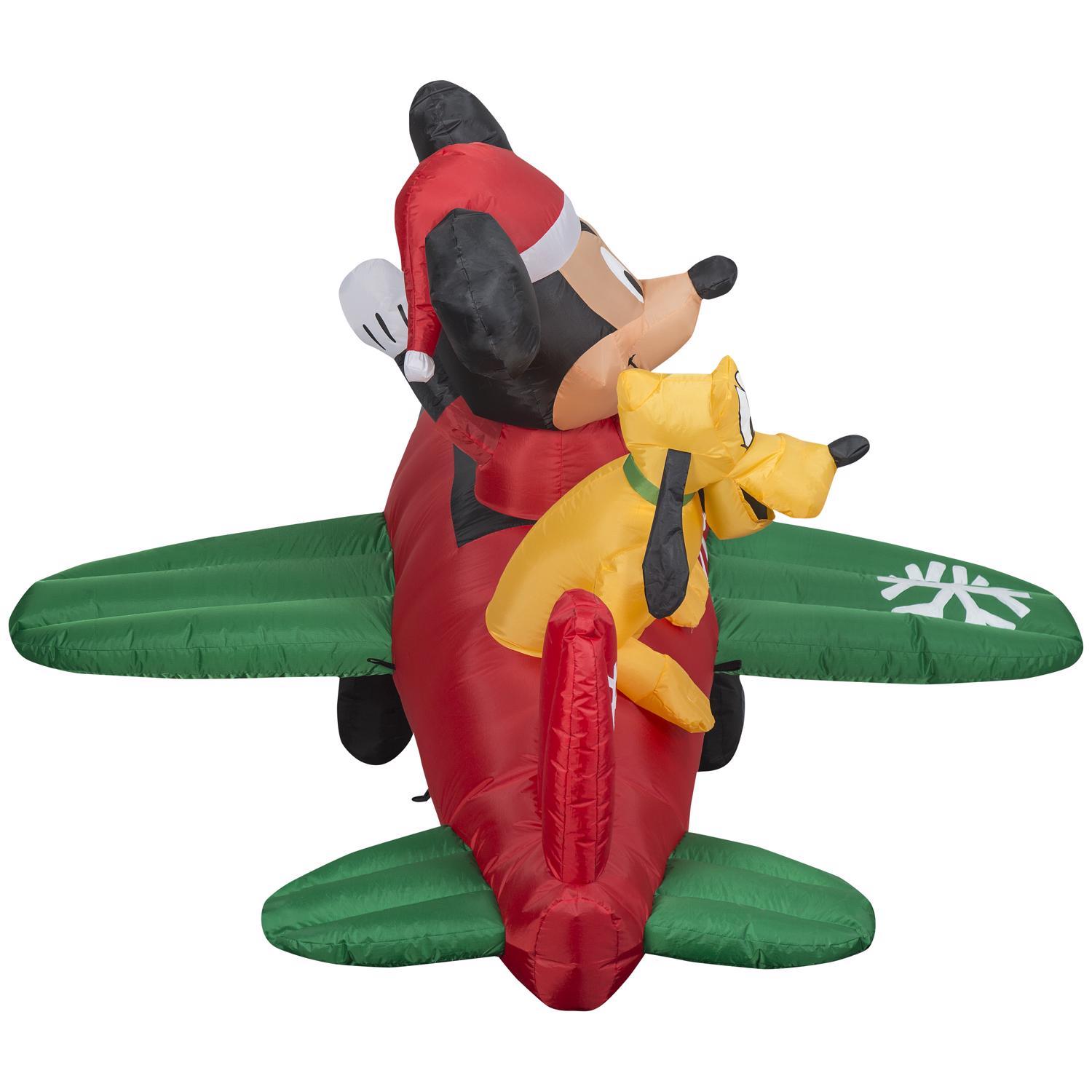 Gemmy Animated Christmas Inflatable Mickey Mouse and Pluto in Airplane 54 in. Inflatable