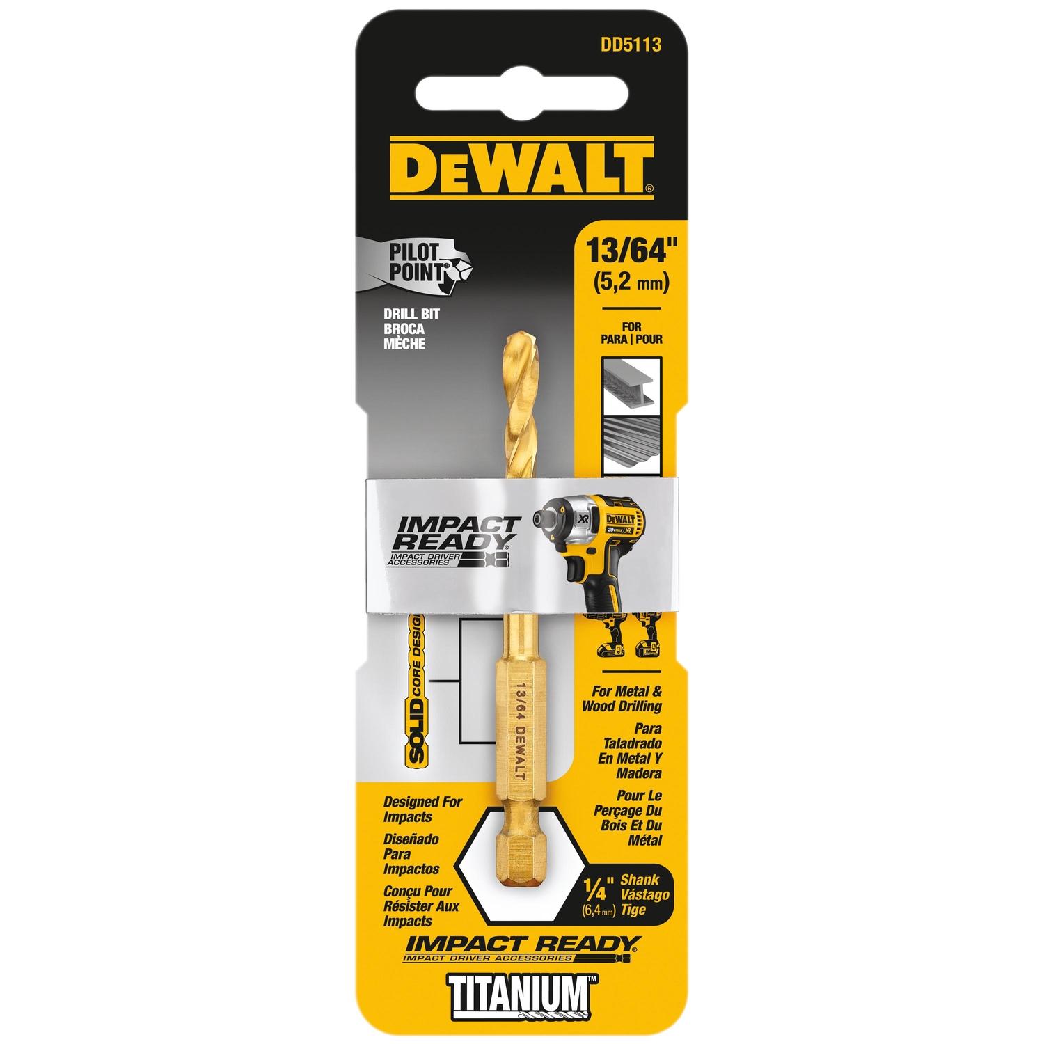 DeWalt Impact Ready 13/64 in. X 3-7/64 in. L High Speed Steel Drill Bit Quick-Change Hex Shank 1 pc