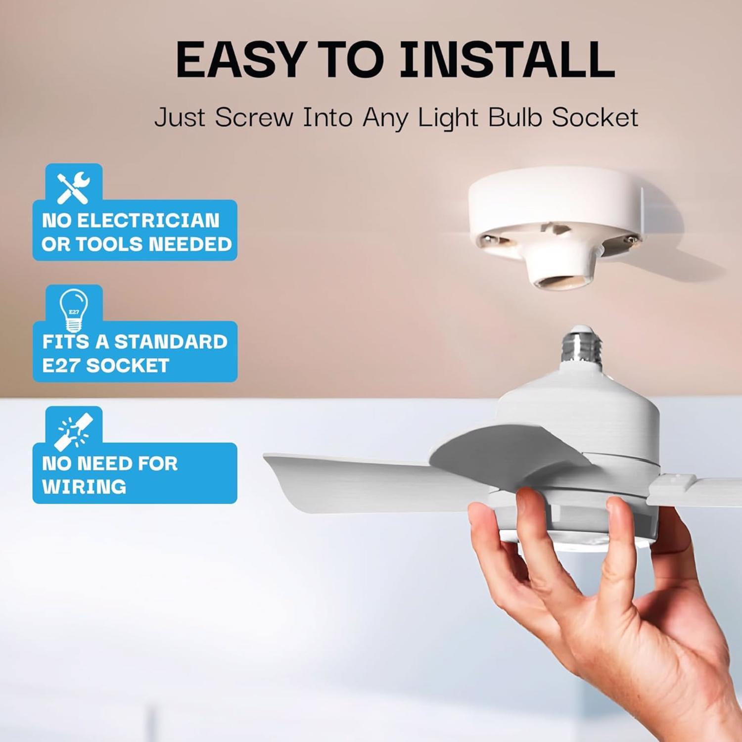 Bell & Howell 6 in. Matte White LED Indoor Socket Fanlight