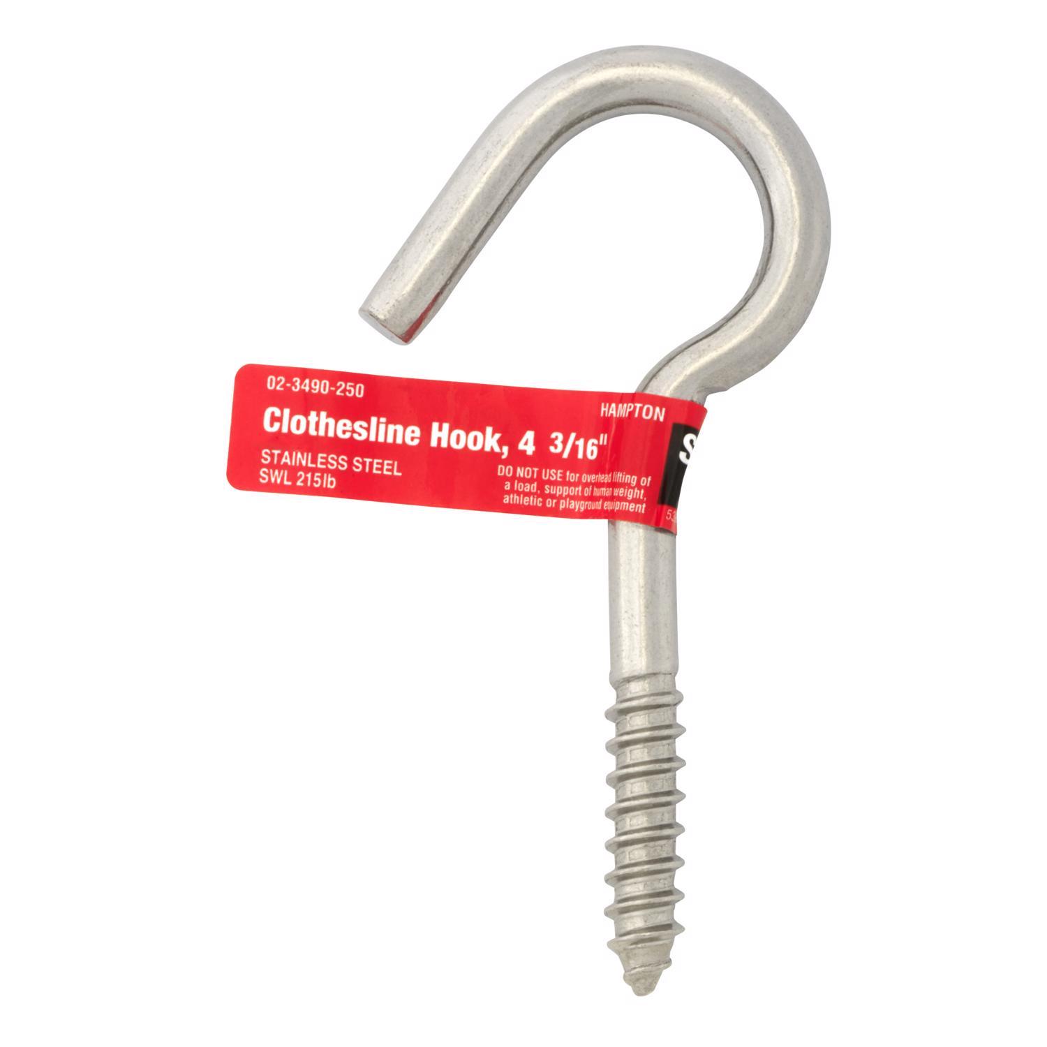 Hampton Small Stainless Steel 4.1875 in. L Clothesline Hook 215 lb 1 pk