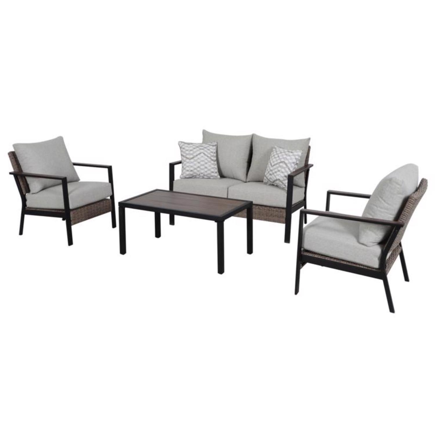 Living Accents Rhett 4 pc Black Steel Contemporary Patio Set Tan