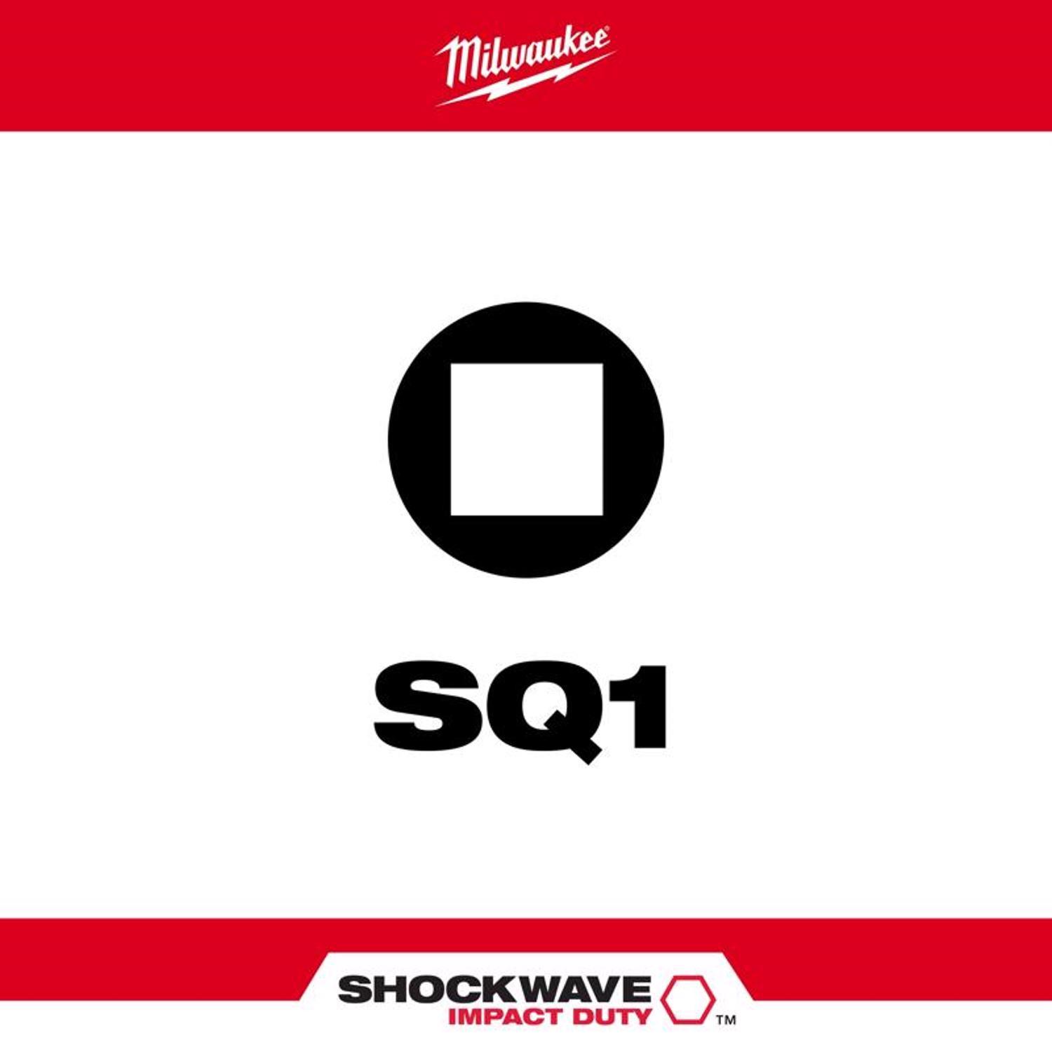 Milwaukee Shockwave Square #1 X 1 in. L Screwdriver Bit Steel 2 pk