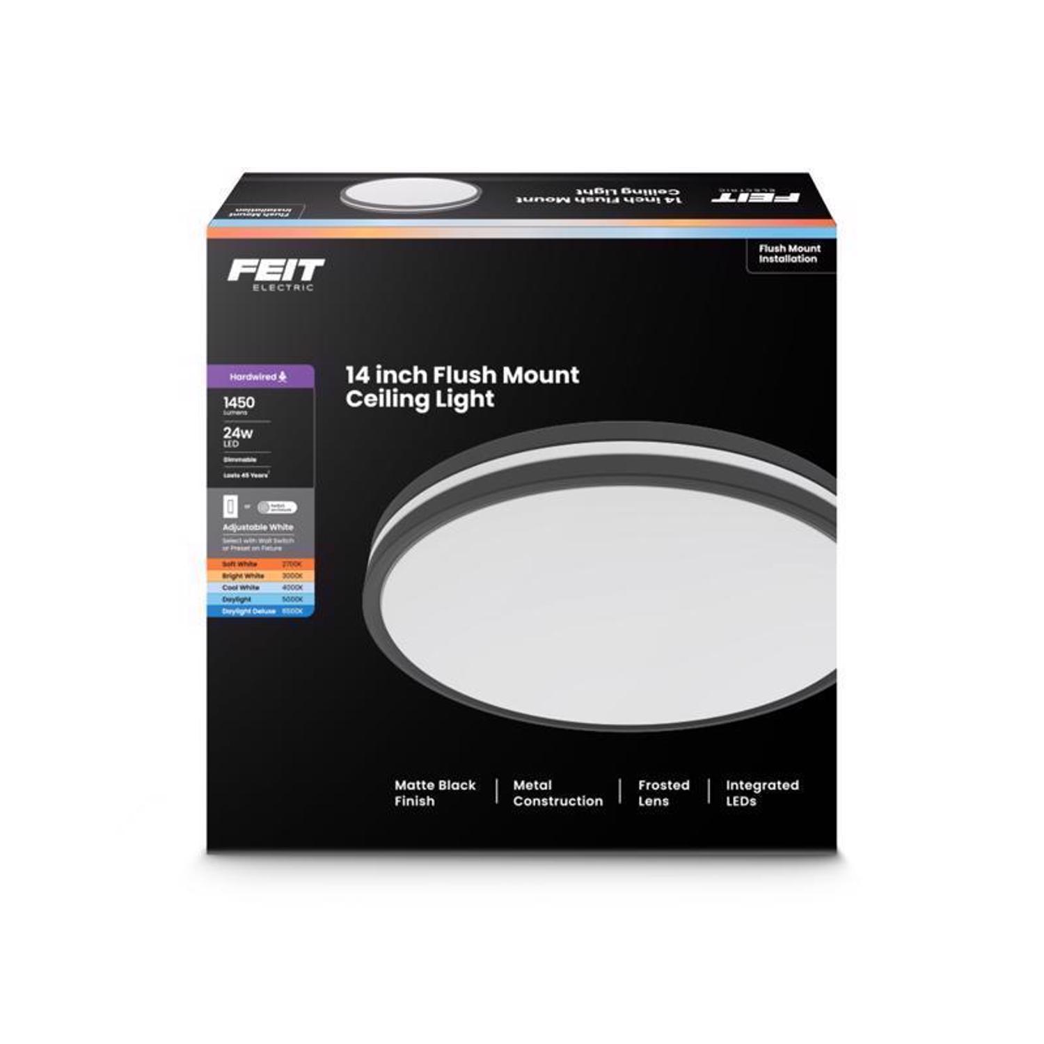 Feit 2.6 in. H X 14 in. W X 14 in. L Matte Black Black Ceiling Fixture