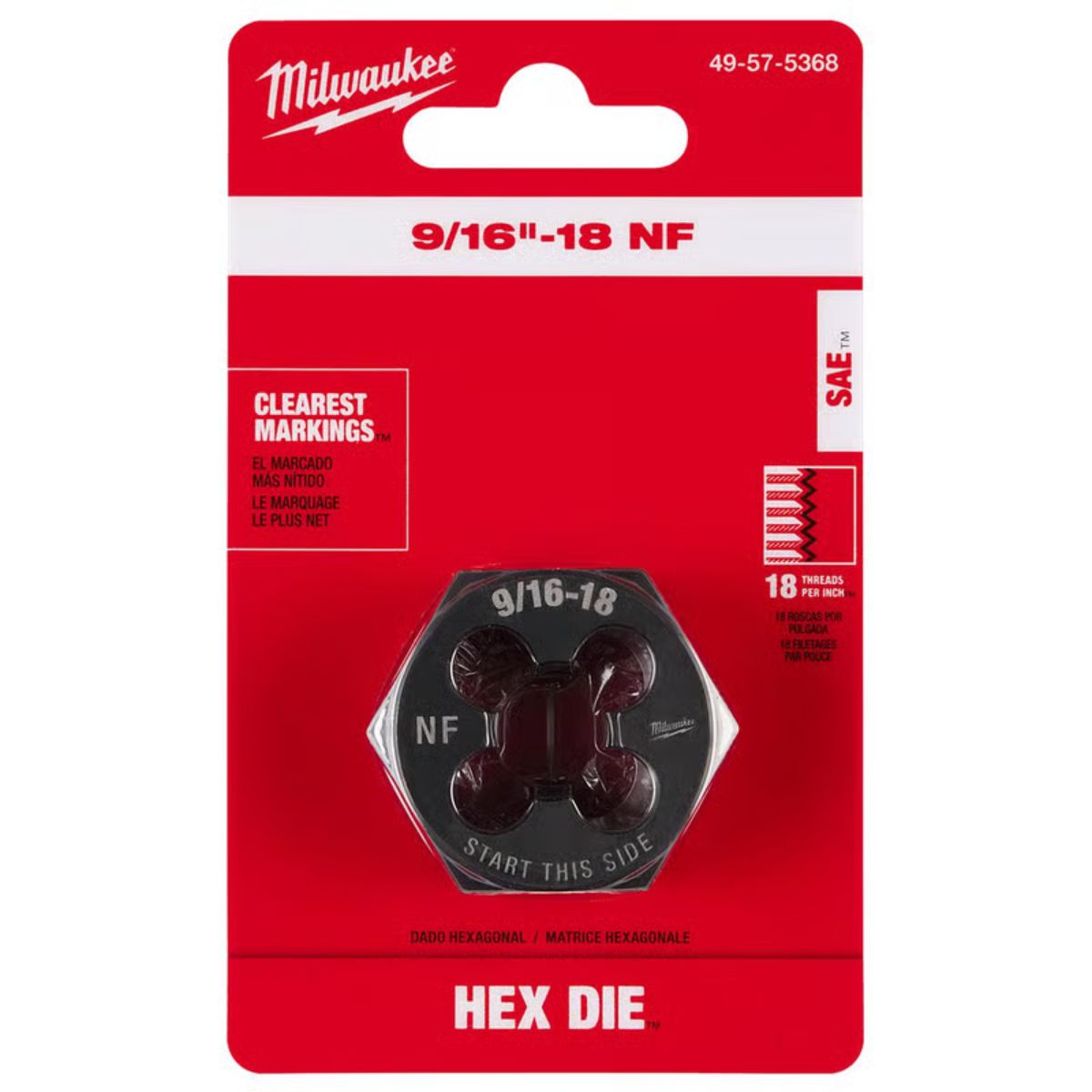 Milwaukee SAE 9/16-18 NF 1-7/16 in. Hex Threading Die