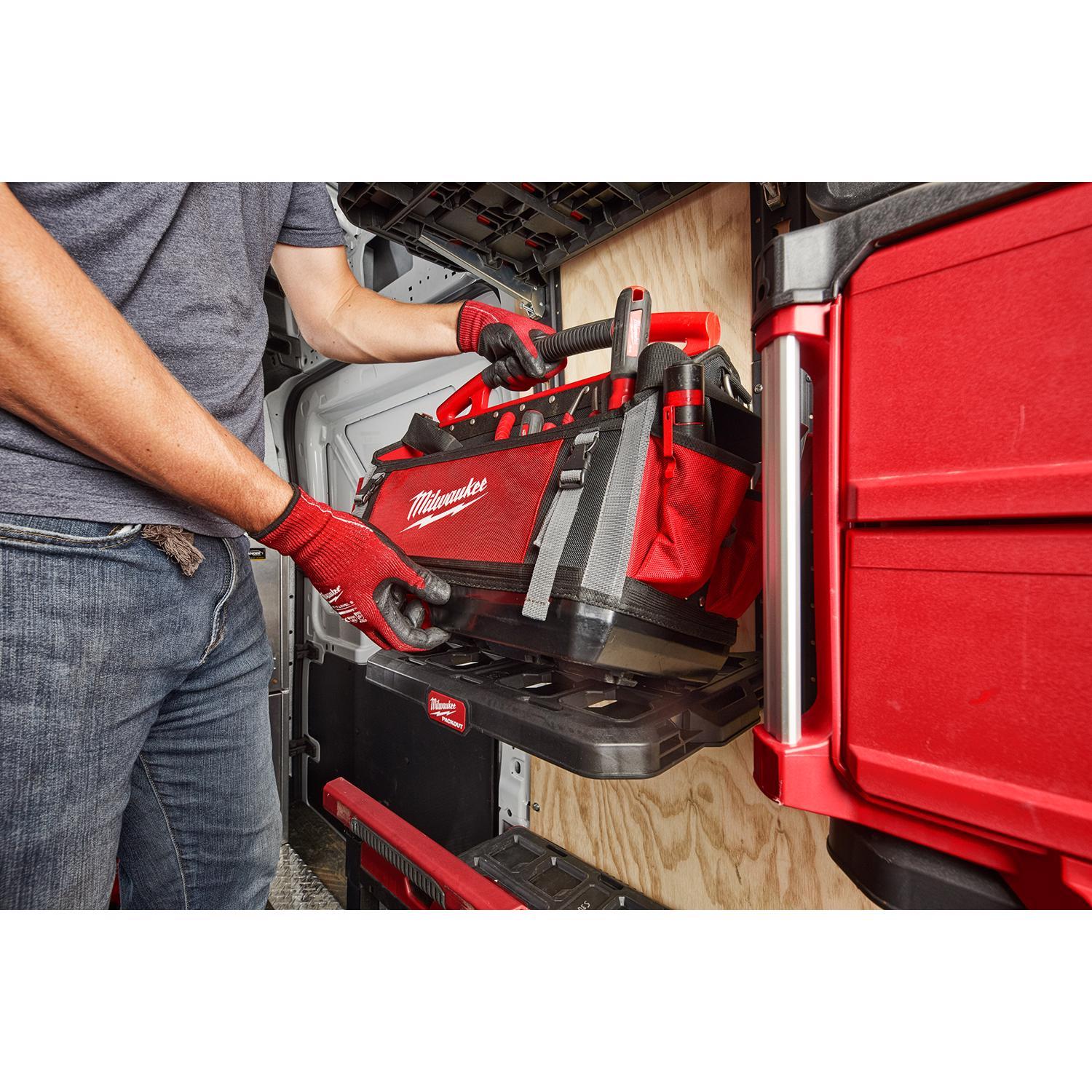 Milwaukee PACKOUT 11 in. W X 17 in. H Ballistic Polyester Tool Tote 32 pocket Black/Red 1 pc