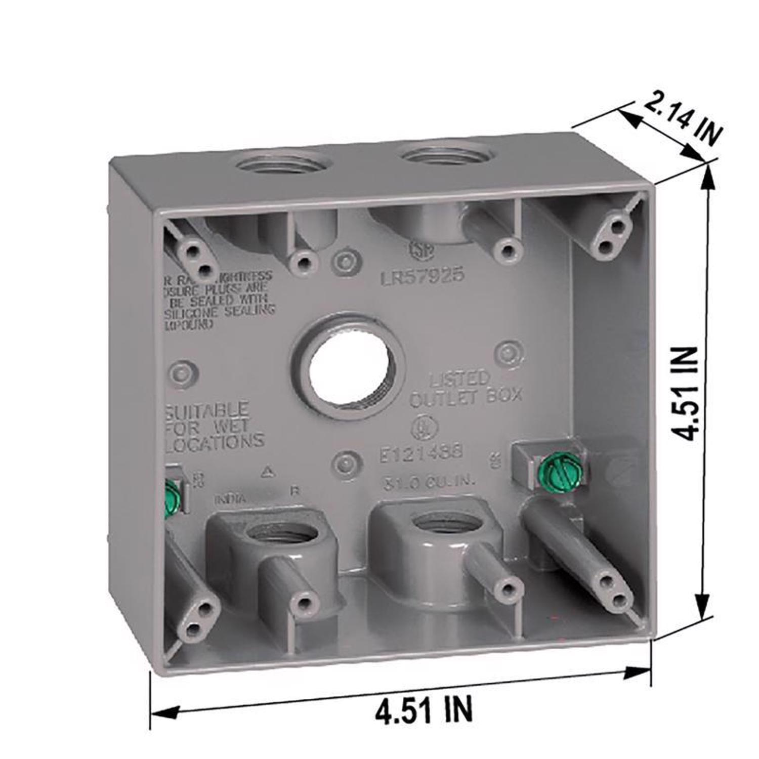 Sigma Engineered Solutions New Work 31 cu in Square Die-Cast Metal 2 gang Weatherproof Box Gray