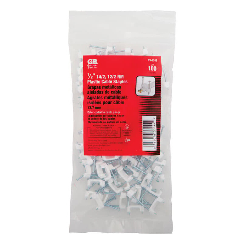 Gardner Bender 1/2 in. W Plastic Insulated Cable Staple 100 pk