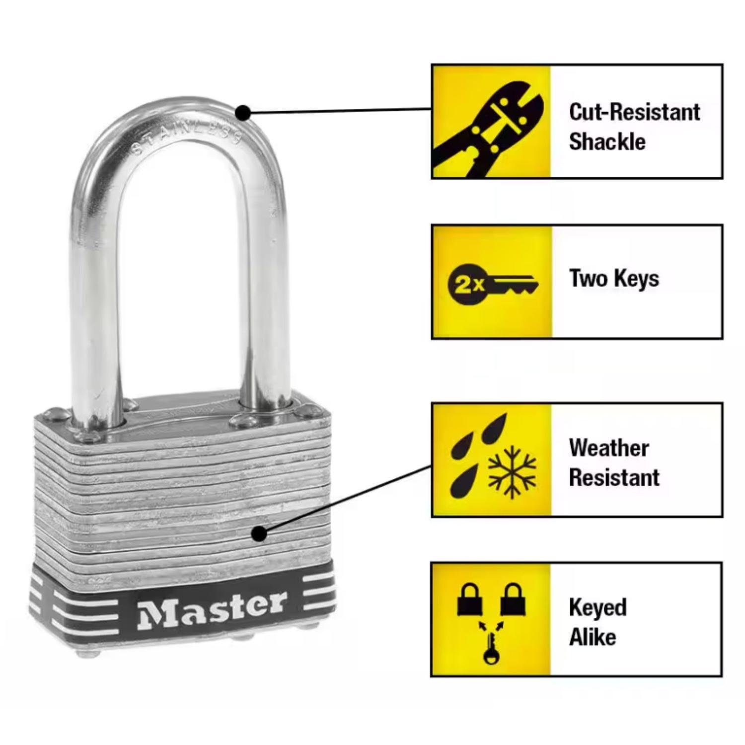 Master Lock 1-3/4 in. W Laminated Steel 4-Pin Cylinder Marine Padlock