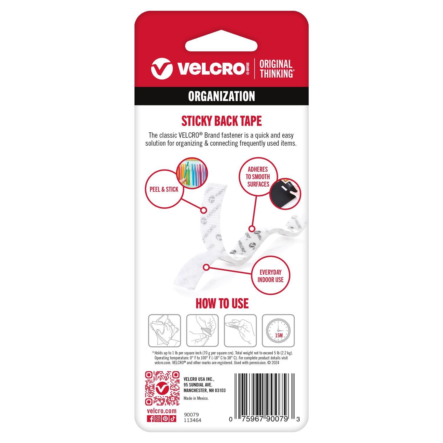VELCRO Brand Sticky Back Small Nylon Hook and Loop Fastener 18 in. L 1 pk