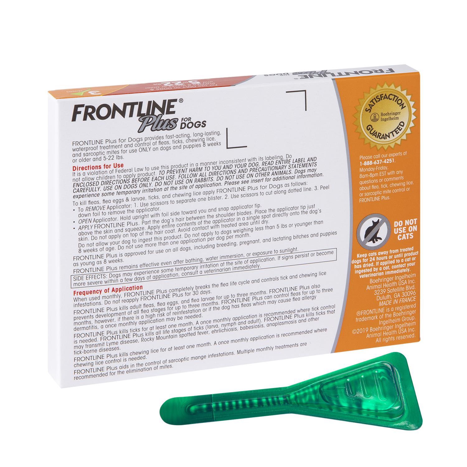 Frontline Plus Liquid Dog Flea and Tick Drops 9.8% Fipronil, 8.8% (S)-methoprene 0.02 oz
