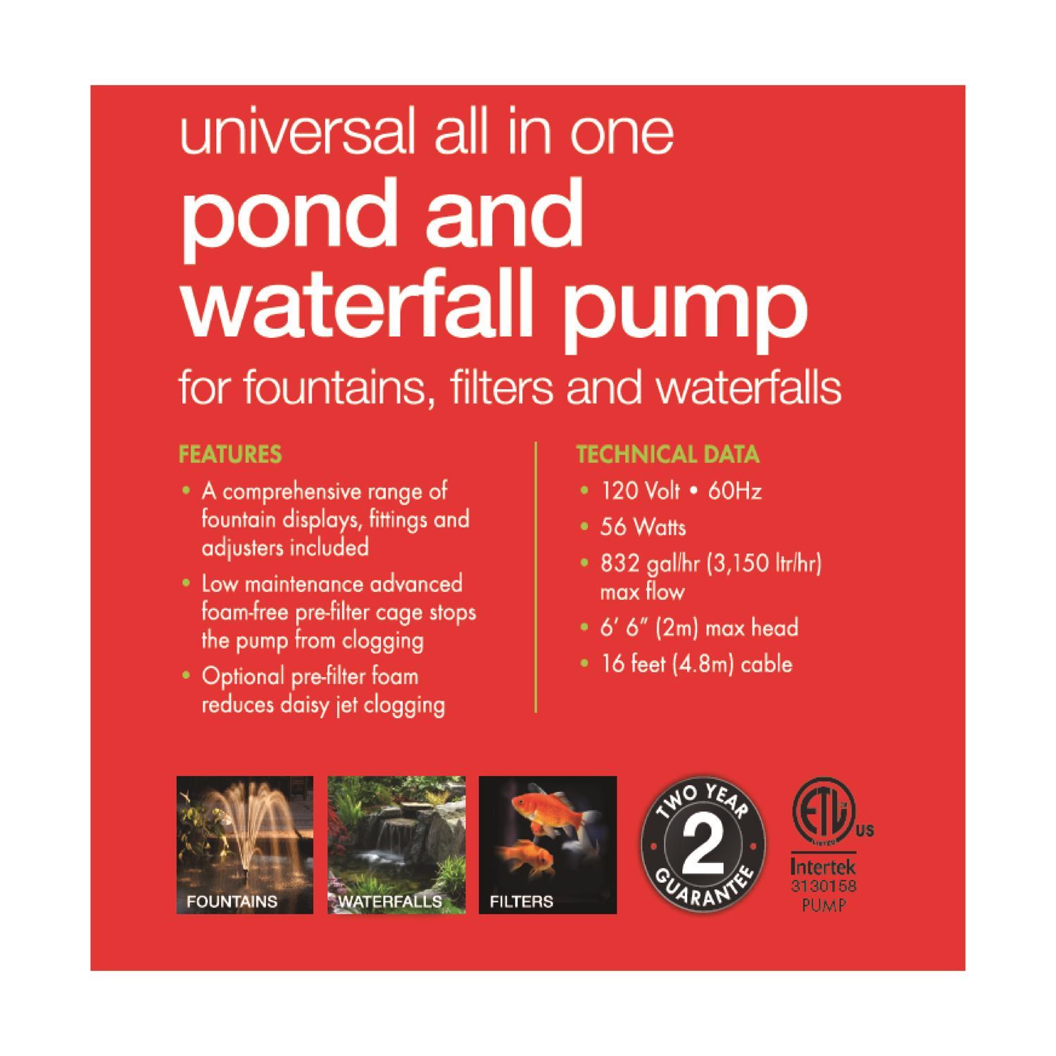 Blagdon Aquagarden 832 gph 120 V Pond Pump Kit