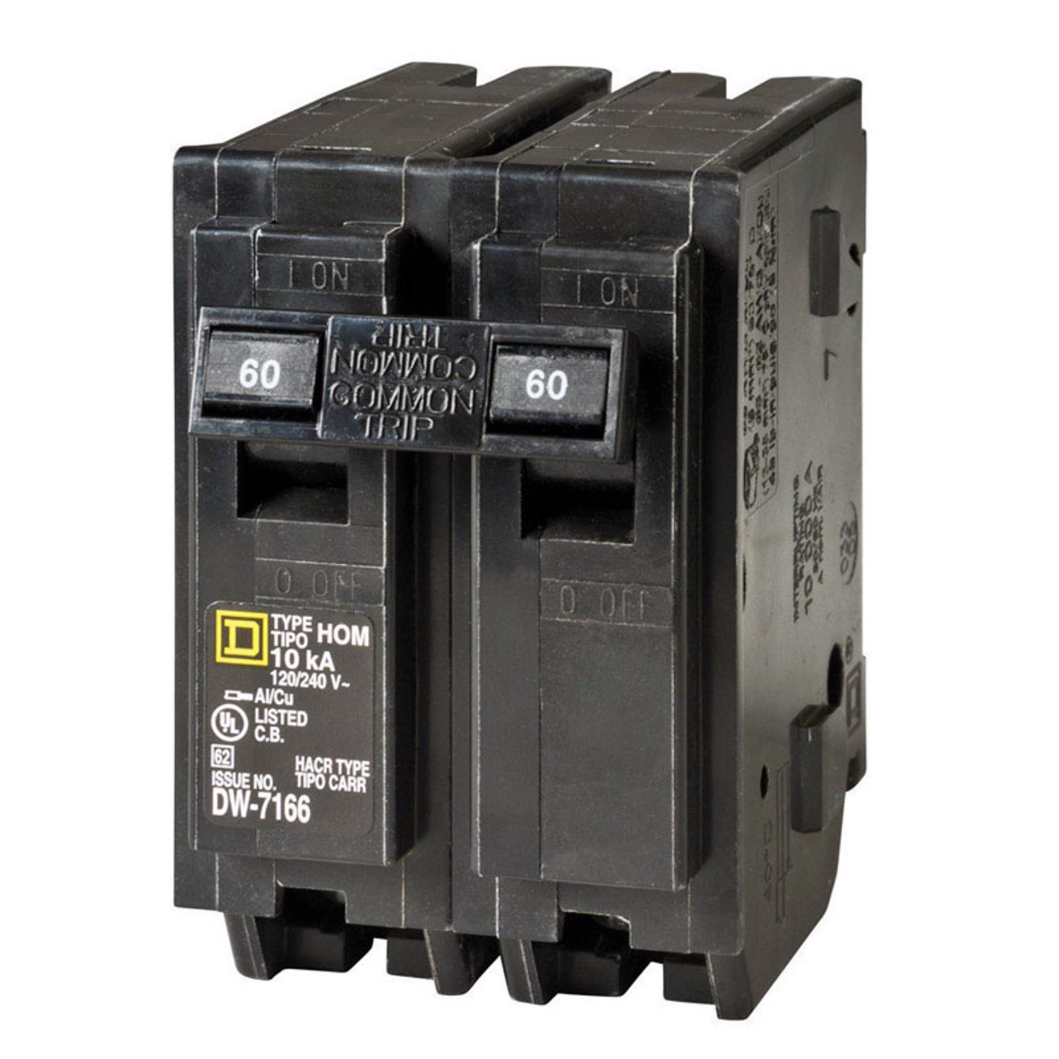 Square D HomeLine 60 amps Plug In 2-Pole Circuit Breaker