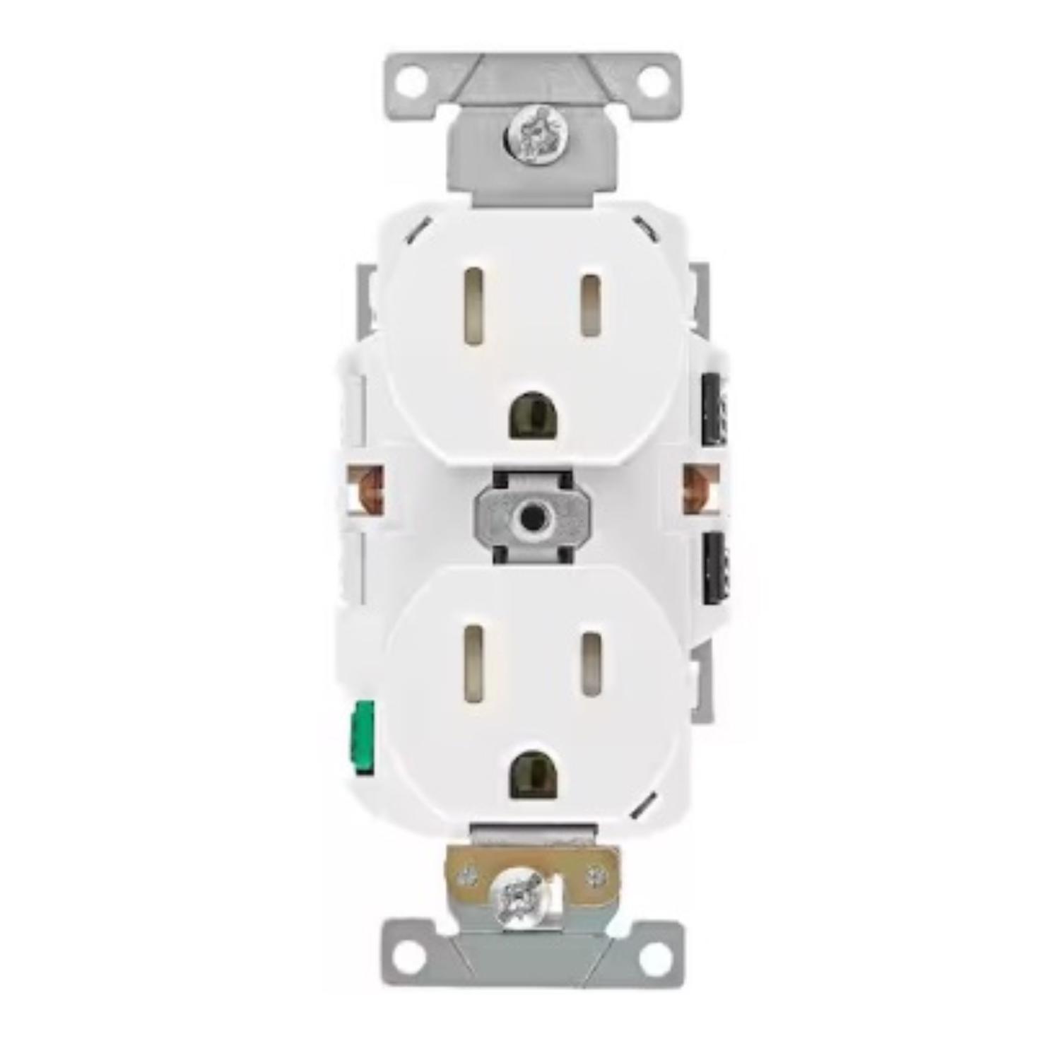 Leviton Lever Edge 15 amps 125 V White Outlet 5-15R 1 pk