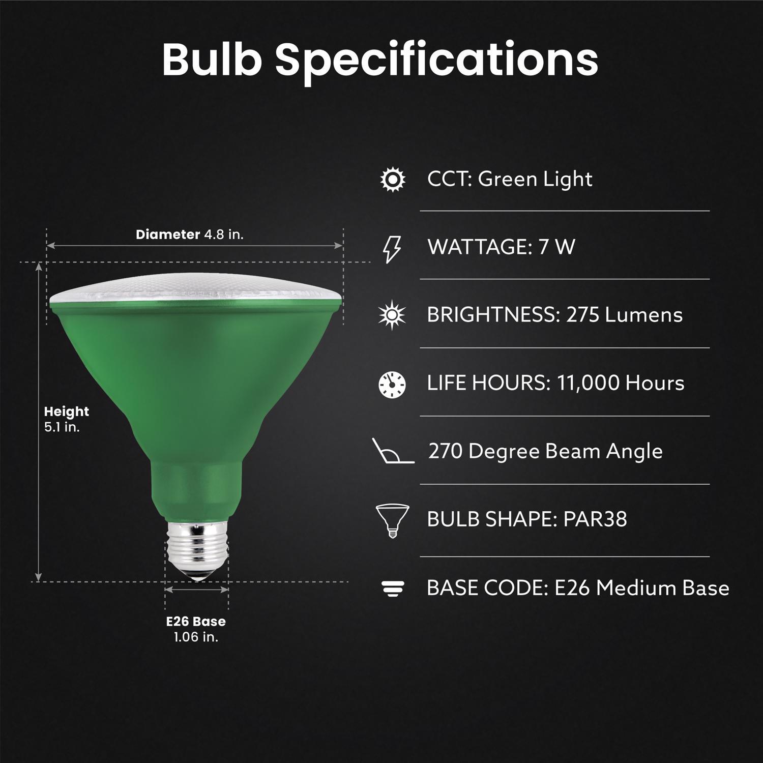 Feit PAR38 E26 (Medium) LED Bulb Green 120 Watt Equivalence 1 pk