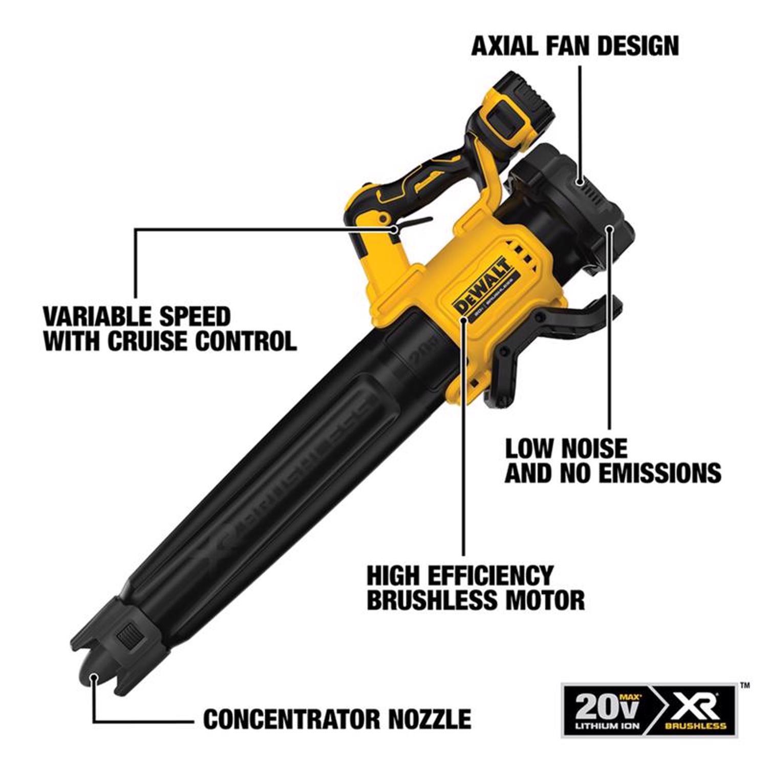 DeWalt 20V MAX DCBL722P1 125 mph 450 CFM 20 V Battery Handheld Blower Kit (Battery & Charger)