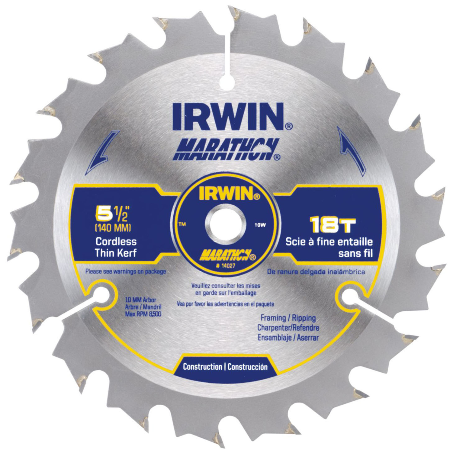 Irwin Marathon 5-1/2 in. D Carbide Circular Saw Blade 18 teeth 1 pk