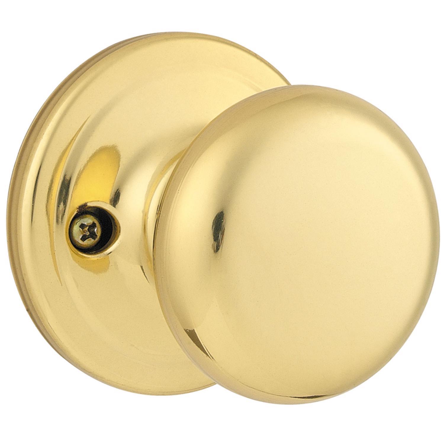 Kwikset Juno Polished Brass Passage Door Knob 1-3/4 in.