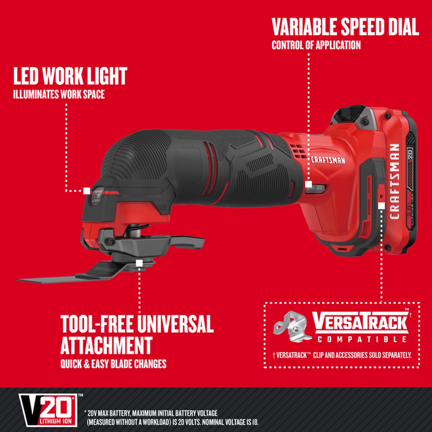 Craftsman V20 Cordless Oscillating Multi Tool Kit Battery