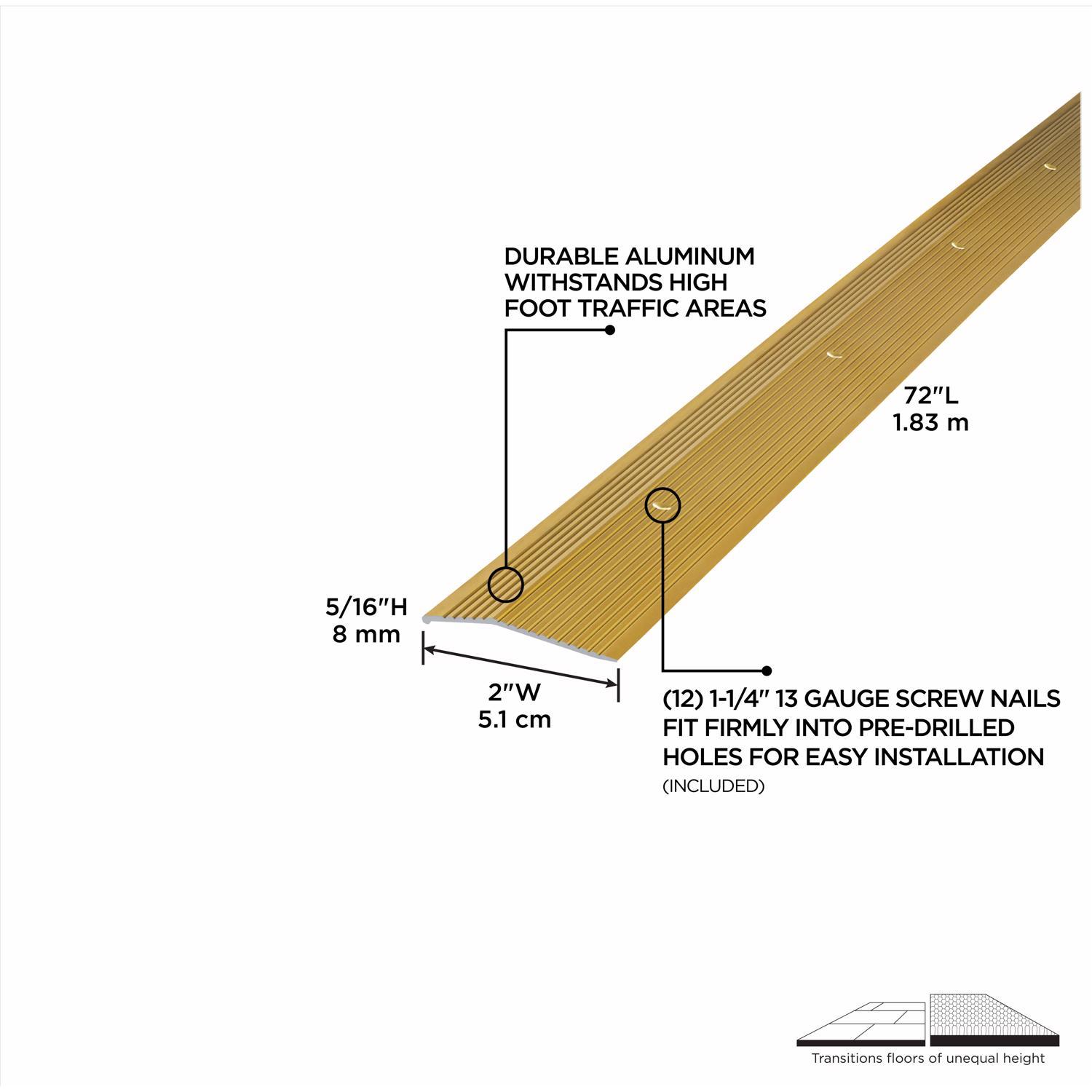 M-D Building Products 0.375 in. H X 2 in. W X 72 in. L Prefinished Satin Brass Aluminum Carpet Trim