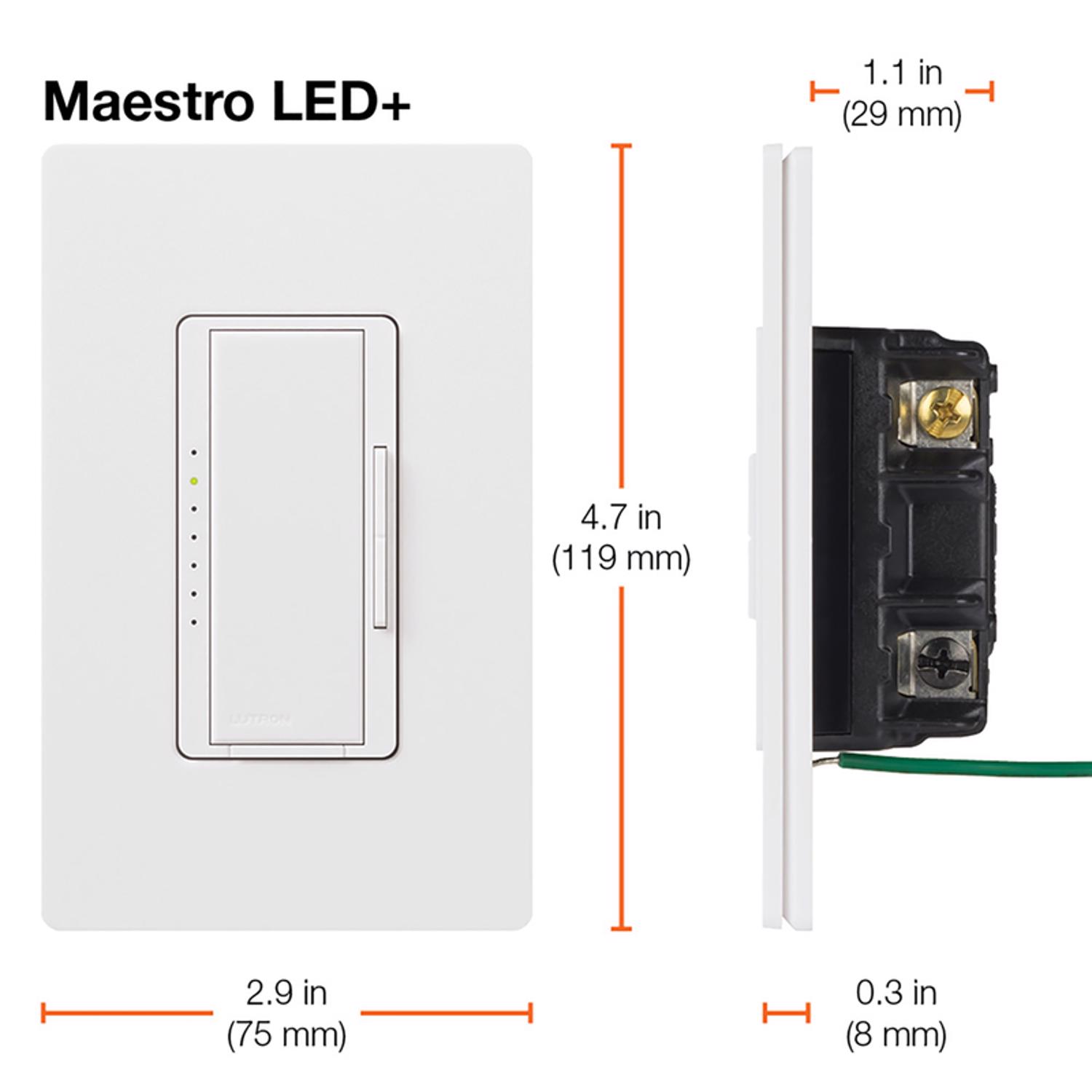 Lutron Maestro White 150 W 3-Way Dimmer Switch 1 pk
