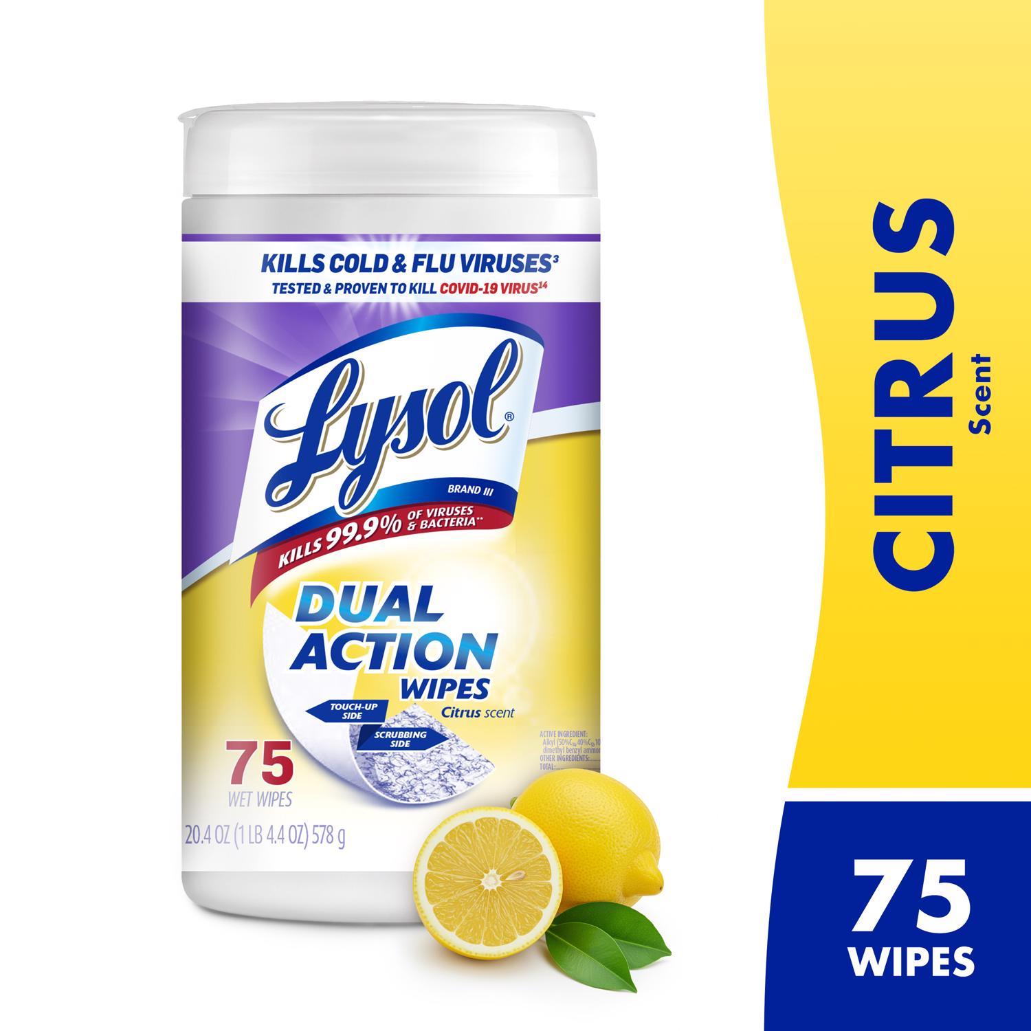 Lysol Dual Action Fiber Weave Antibacterial Wipes 75 pk