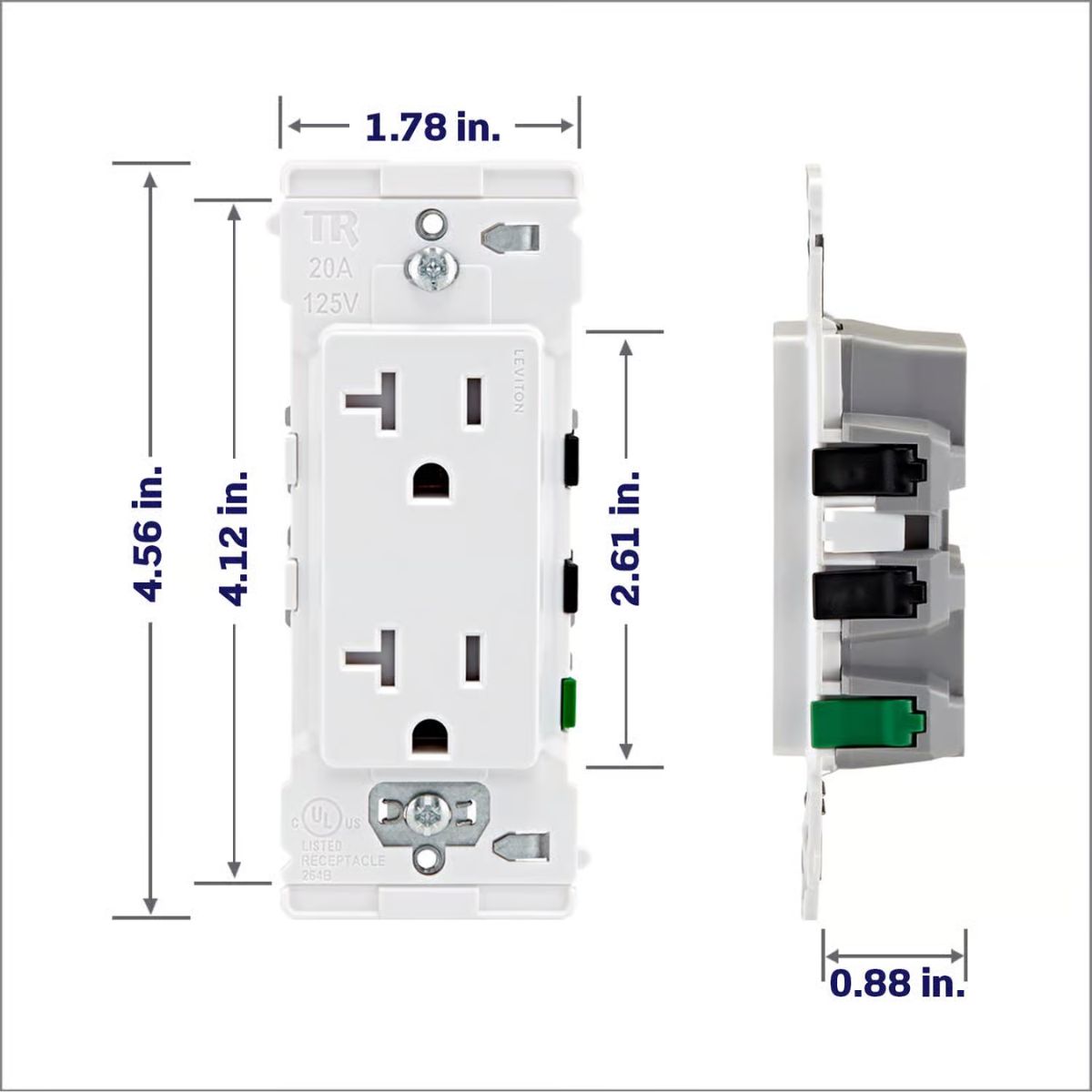 Leviton Lever Edge 20 amps 125 V White Tamper Resistant Outlet 5-20R 1 Pack