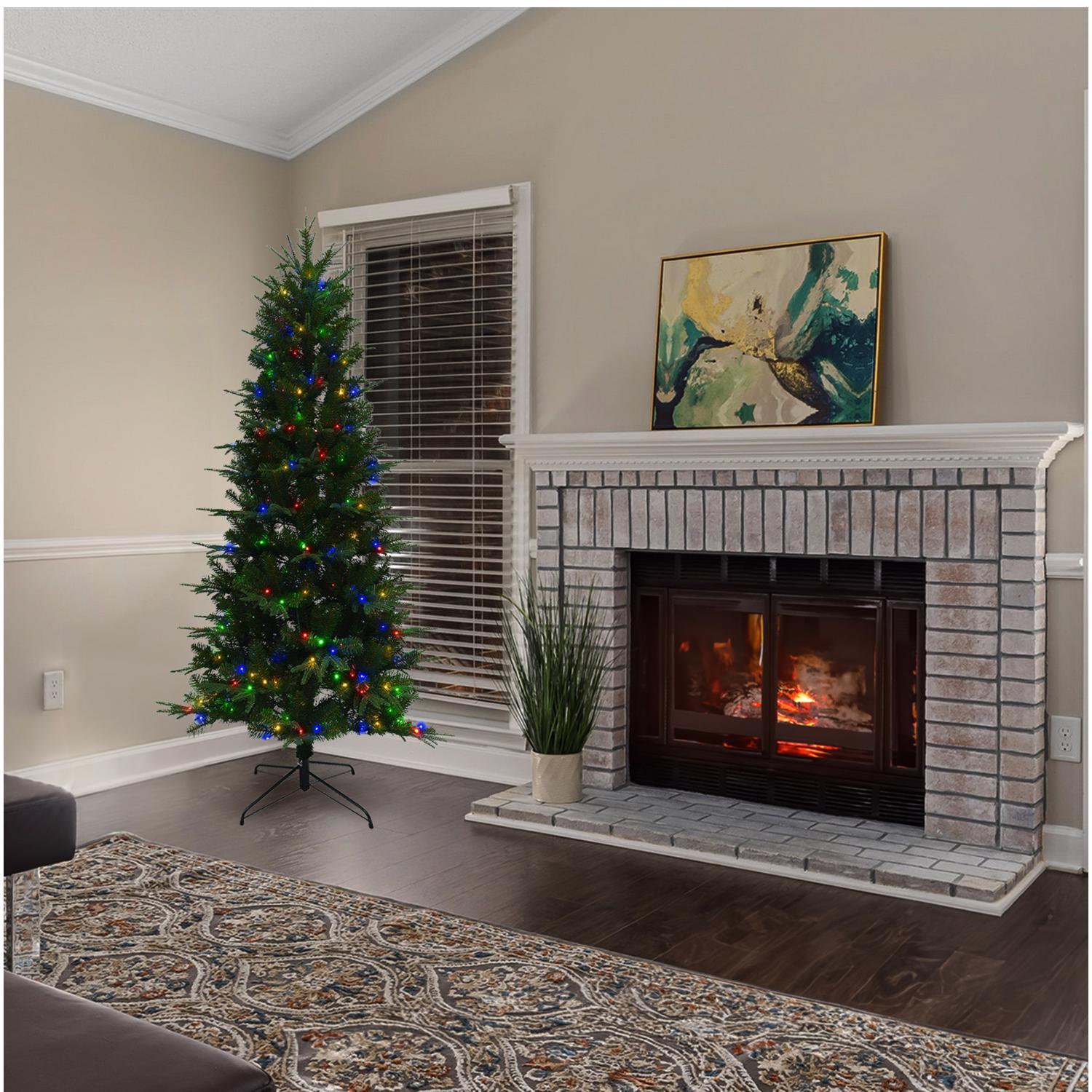 Holiday Bright Lights 1-2 Tree 7 ft. Full LED 350 ct Hudson Fraser Fir Color Changing Christmas Tree