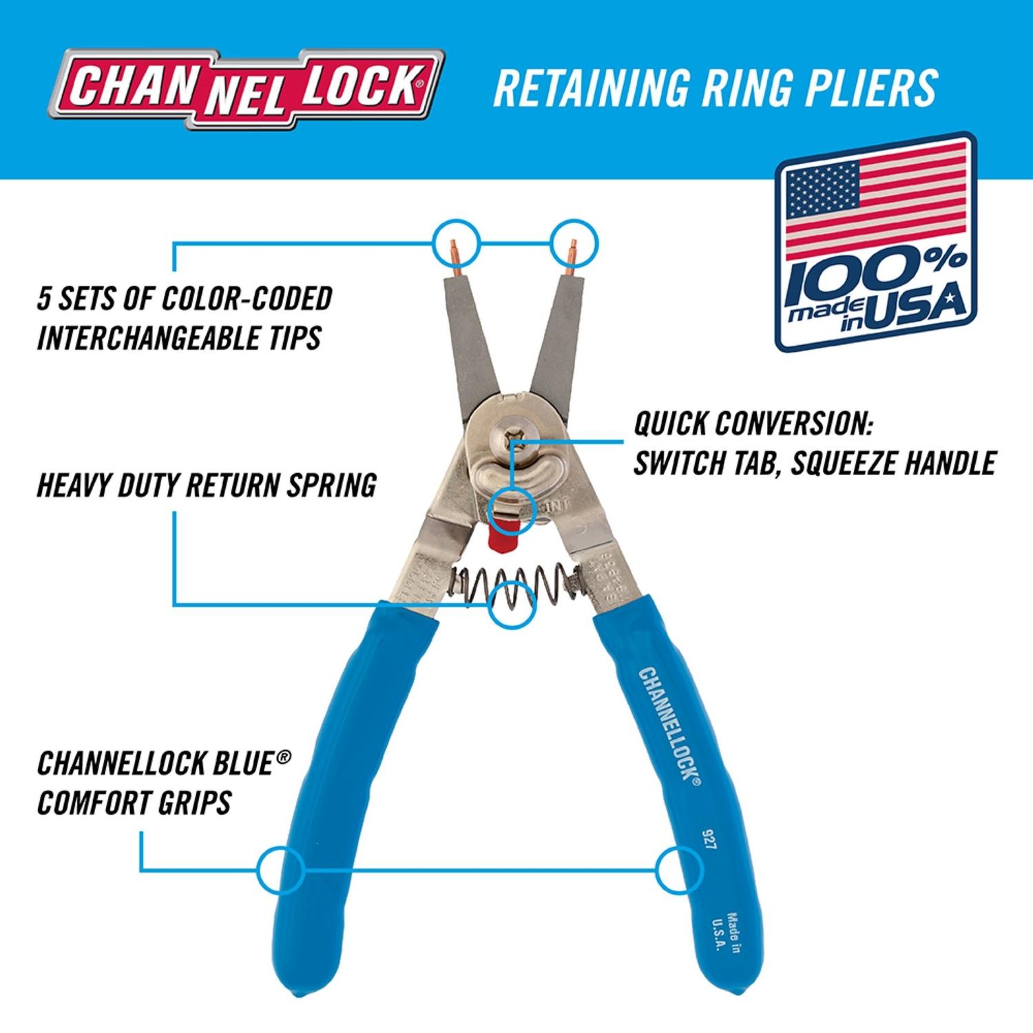 Channellock 8 in. Alloy Steel Retaining Ring Pliers