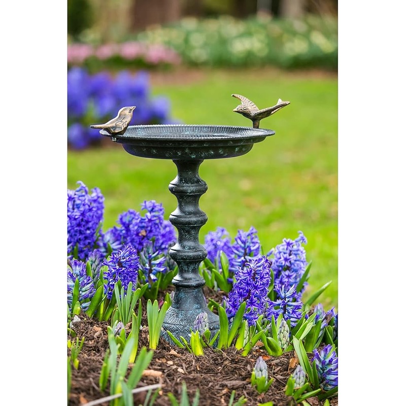 Evergreen Garden Evergreen Hummingbird Bird Baths for Outdoors Heavy Duty | Metal Bird Bath Bowl with Stand | Ground Standing Bird Bath and Feeder for Garden Yard Deck