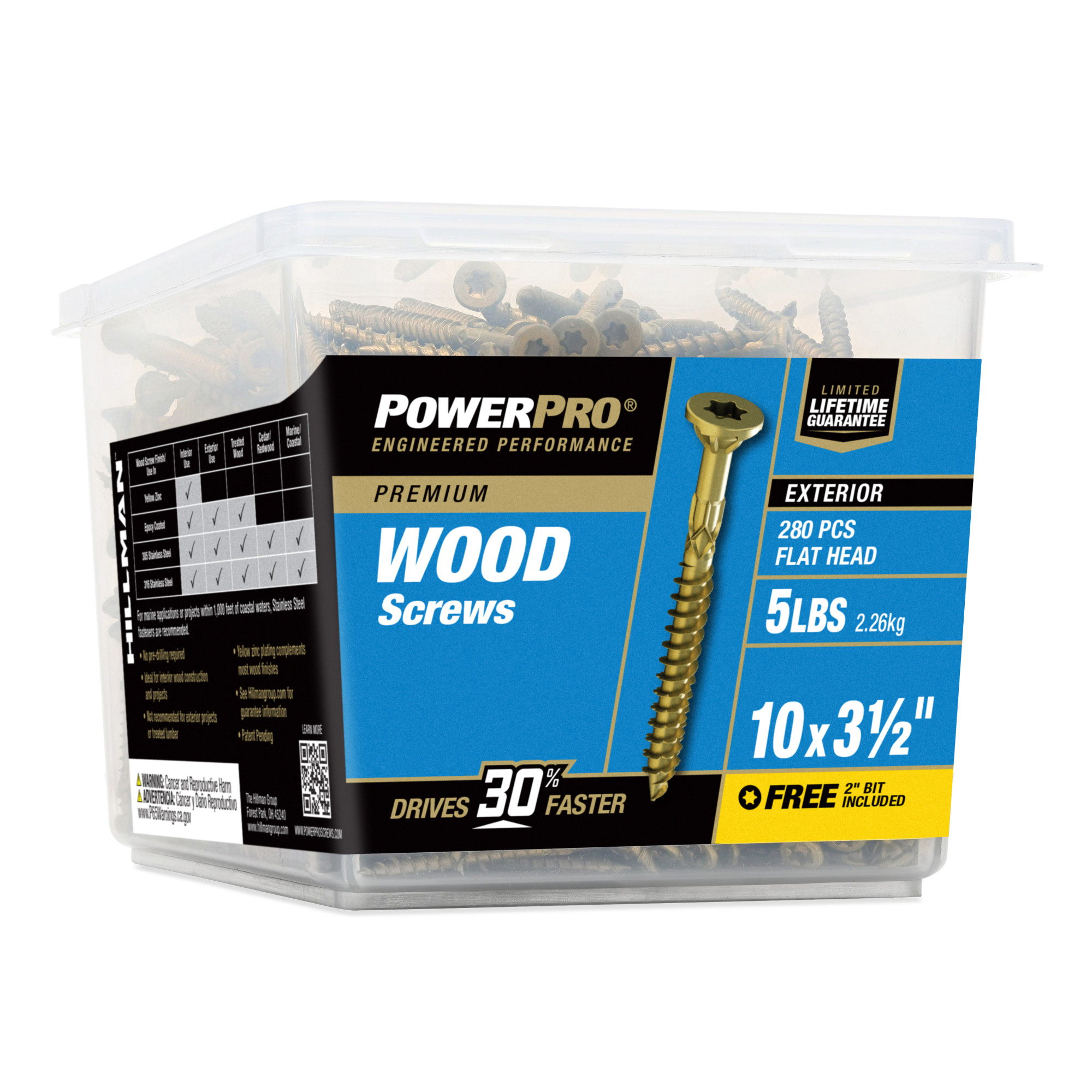 Power Pro Premium Exterior Wood Screws (#10 x 3-1/2 in.) - 280 pc