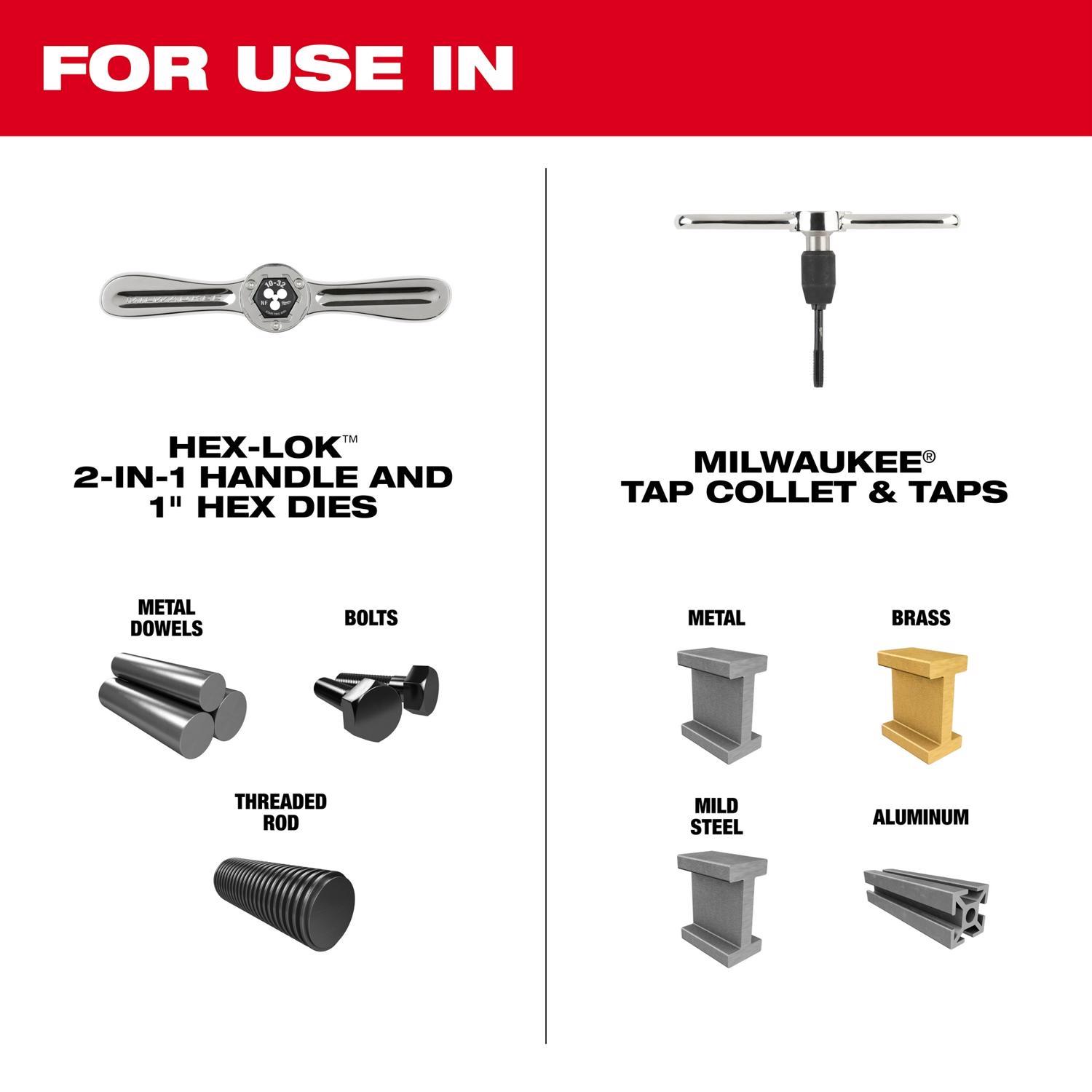 Milwaukee HEX-LOK 1/4-1/2 in. 2-in-1 Tap and Die Handle w/Collet