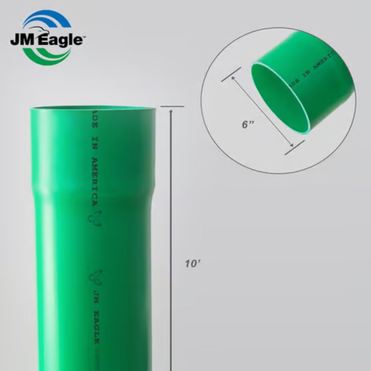 JM Eagle 3034 (SDR35) PVC Sewer Main 6 in. D x 10 ft. L Bell 0 psi