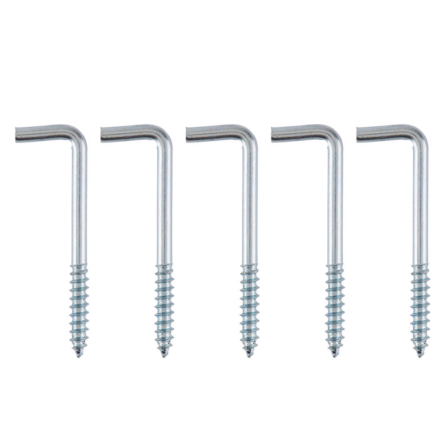 Ace Small Zinc-Plated Silver Steel 2.375 in. L Square Bend Screw Hook 25 lb 6 pk
