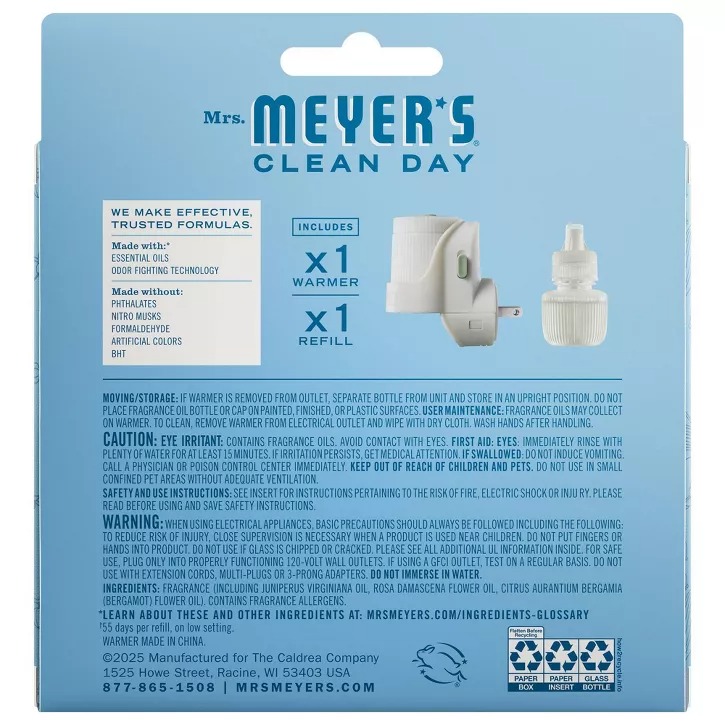Mrs. Meyer's Clean Day Rain Water Scent Air Freshener Starter Kit