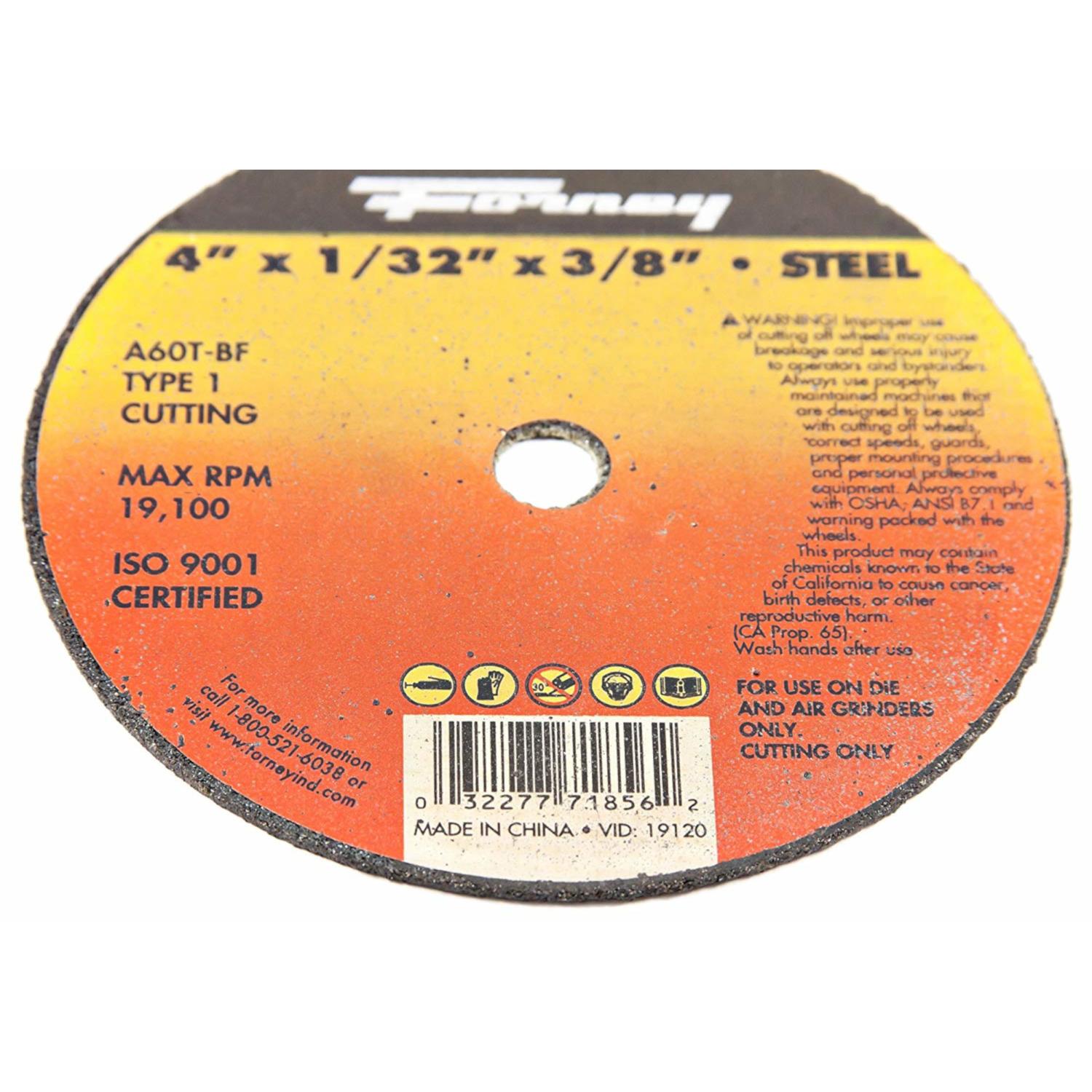 Forney 4 in. D X 3/8 in. Aluminum Oxide Metal Cut-Off Wheel 1 pc