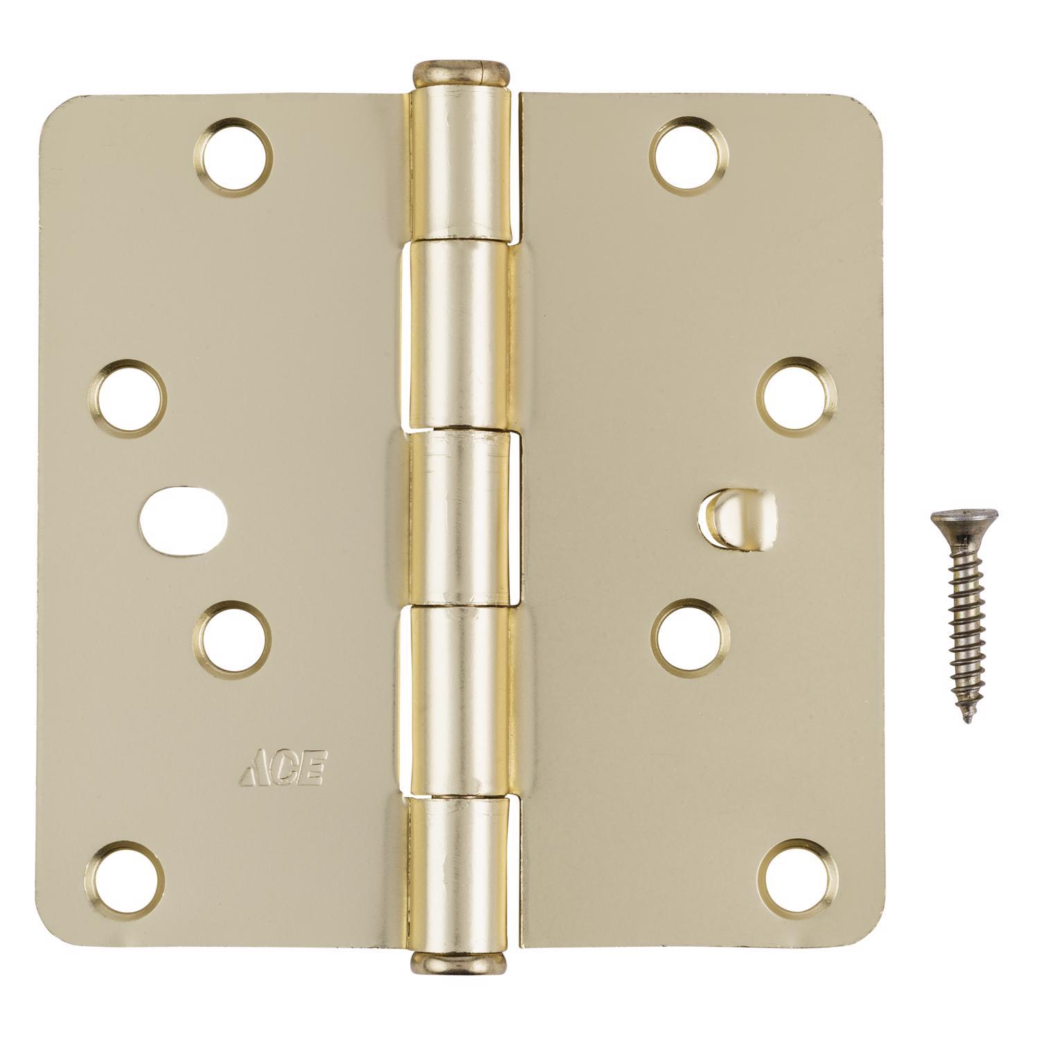 Ace 4 in. L Satin Brass Residential Door Hinge 3 pk