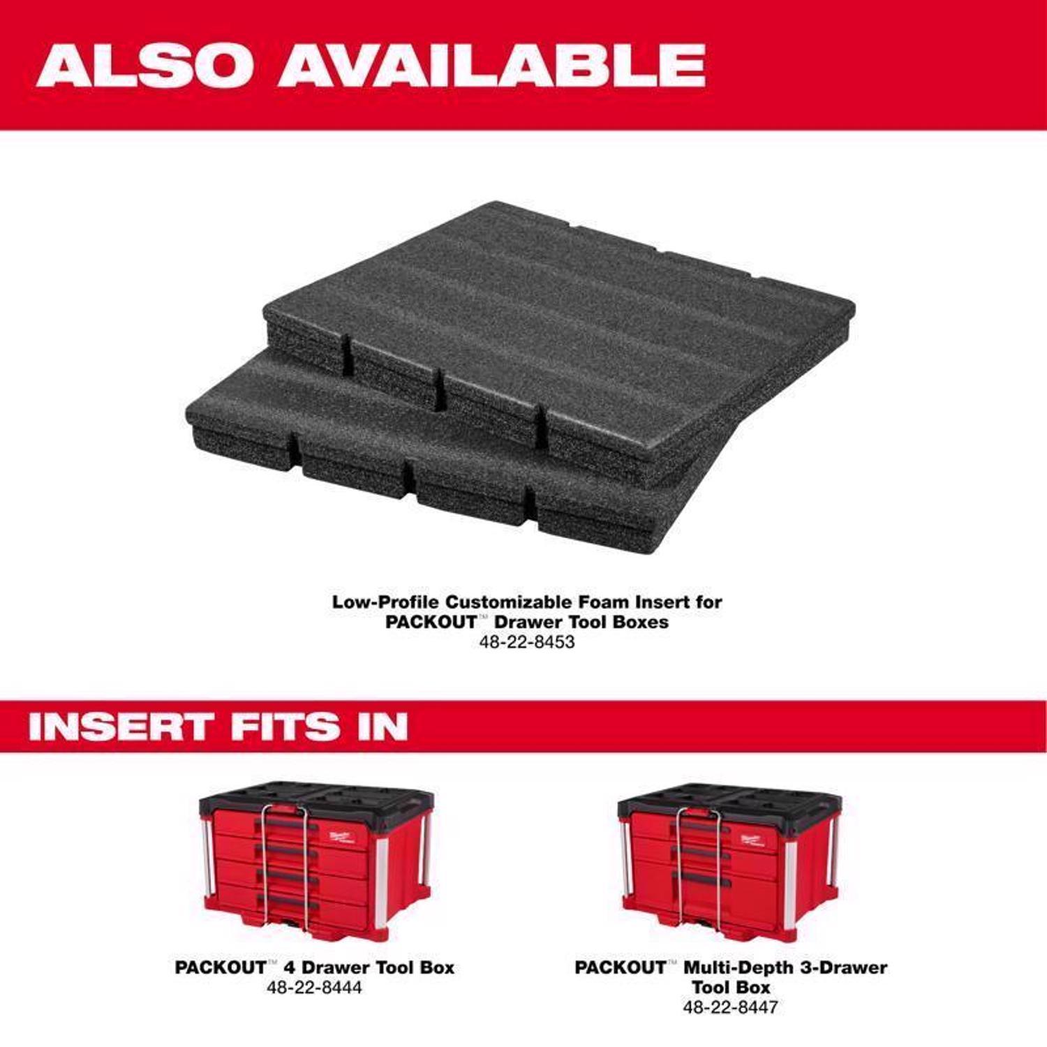 Milwaukee Packout 16.3 in. Modular 3-Drawer Multi Drawer Tool Box Black/Red