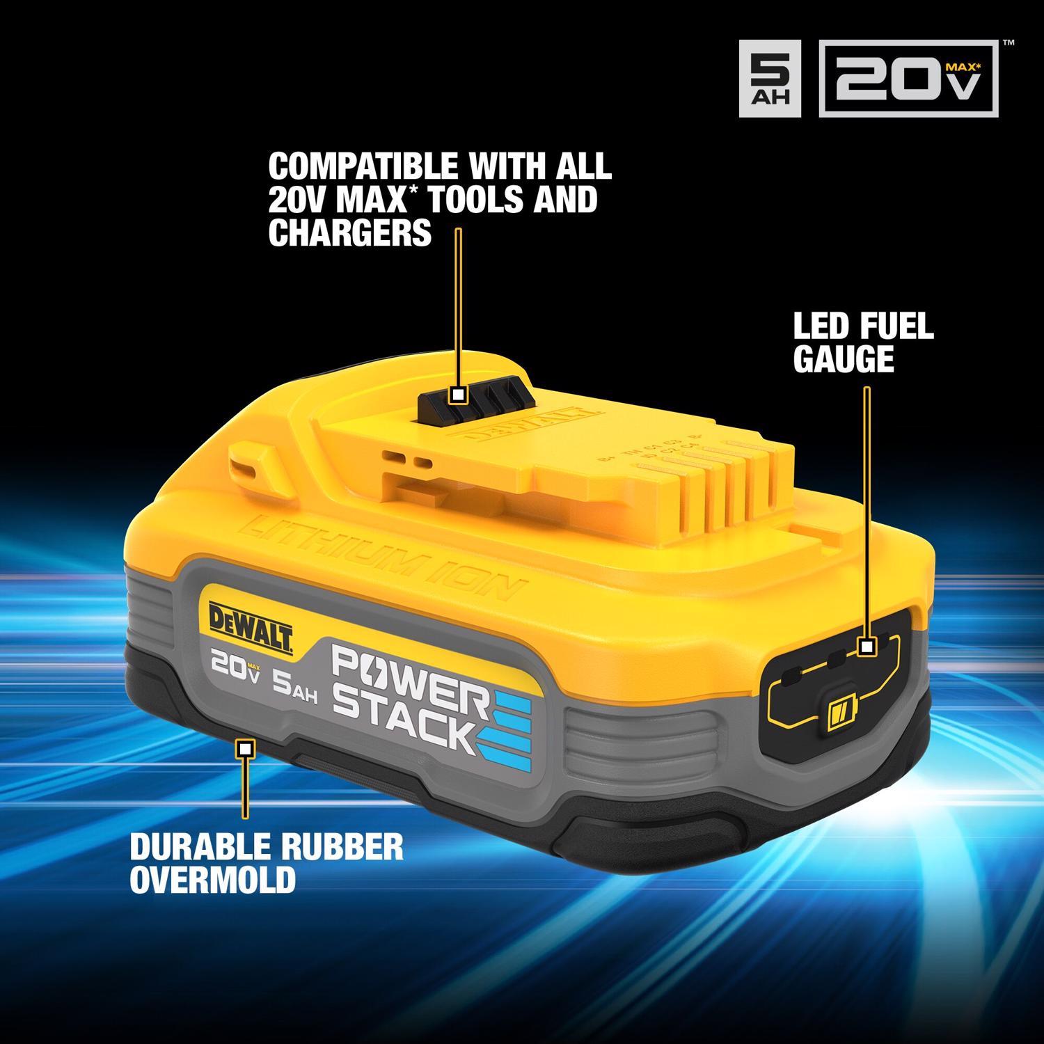 DeWalt 20V MAX POWERSTACK DCBP520 5 Ah Lithium-Ion Battery 1 pc