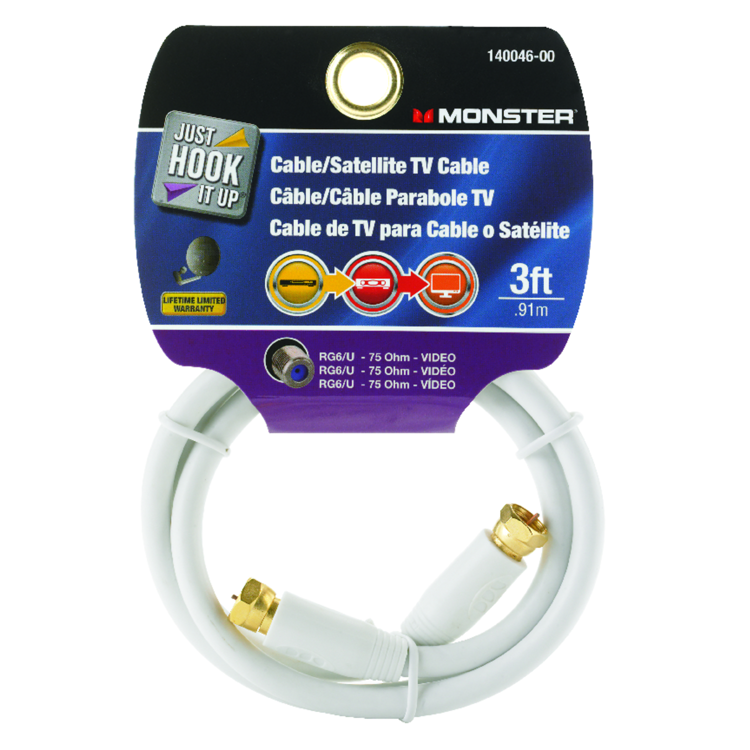 Monster Just Hook It Up 3 ft. Video Coaxial Cable