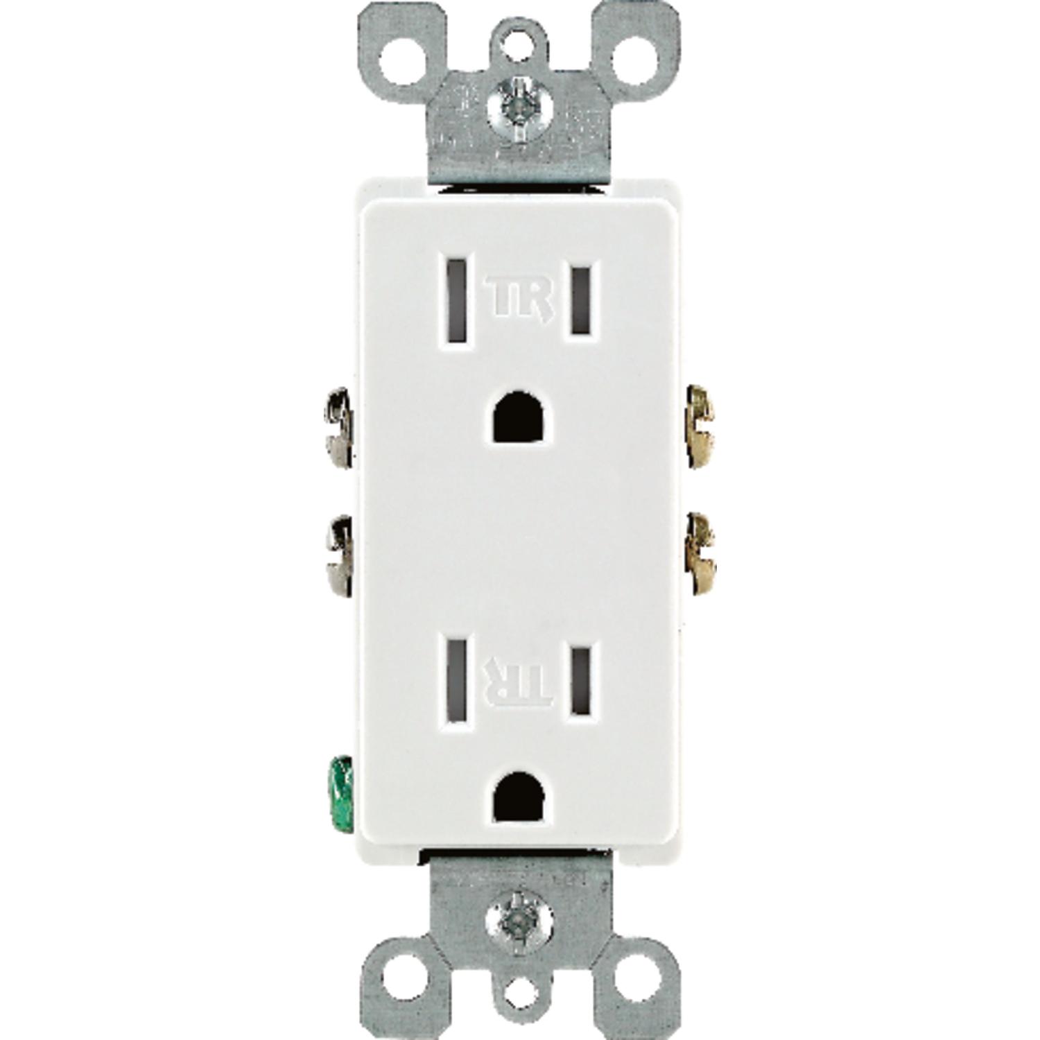 Leviton Decora 15 amps 125 V Duplex White Outlet 5-15R 1 pk