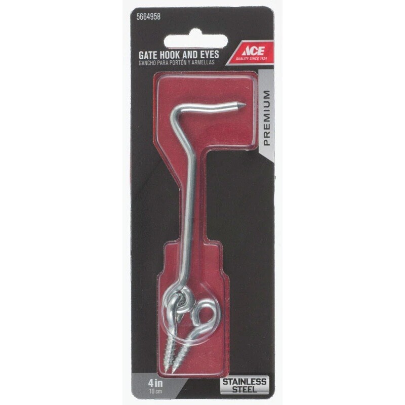 Ace 4 In. L Stainless Steel Gate Hook And Eye 1 Pack