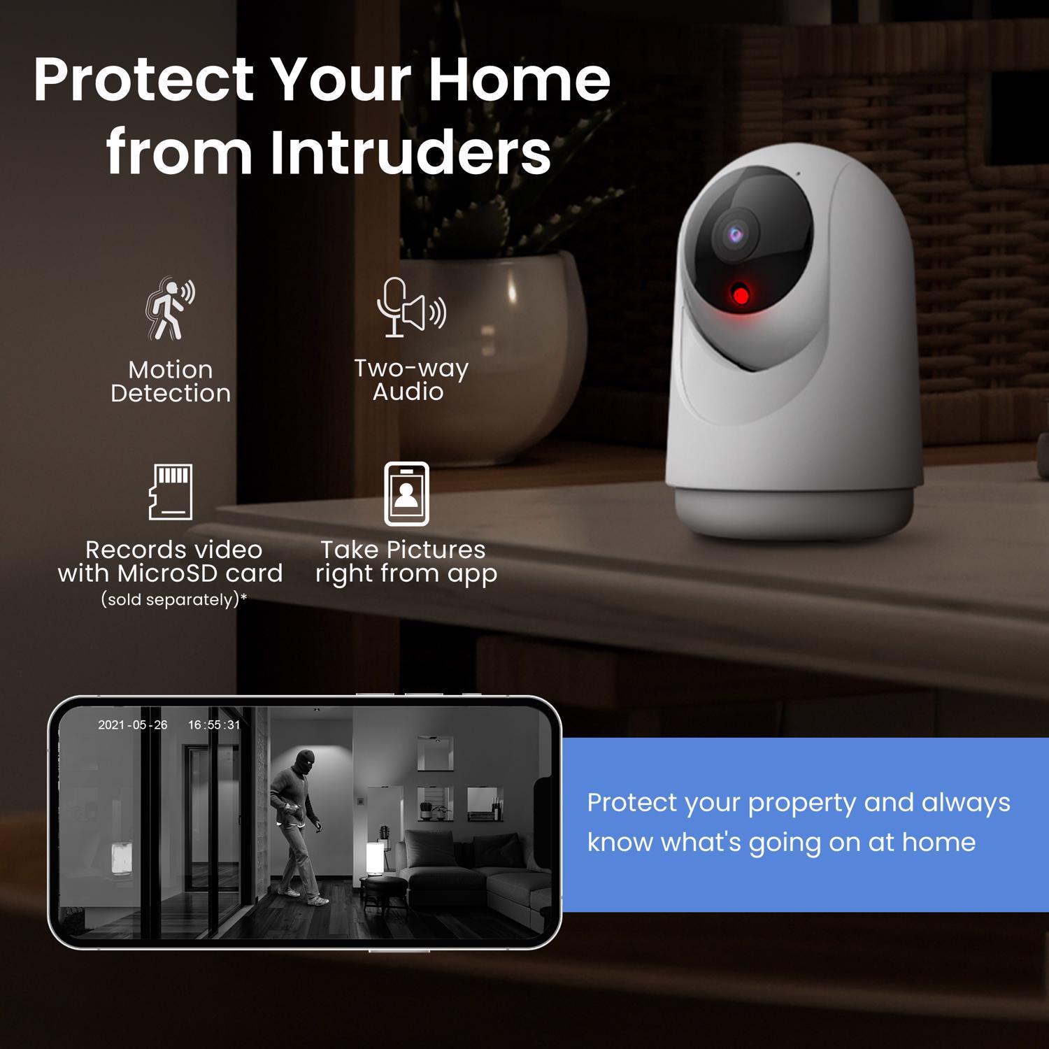 Feit Smart Home Plug-in Indoor Smart-Enabled Security Camera with Pan & Tilt