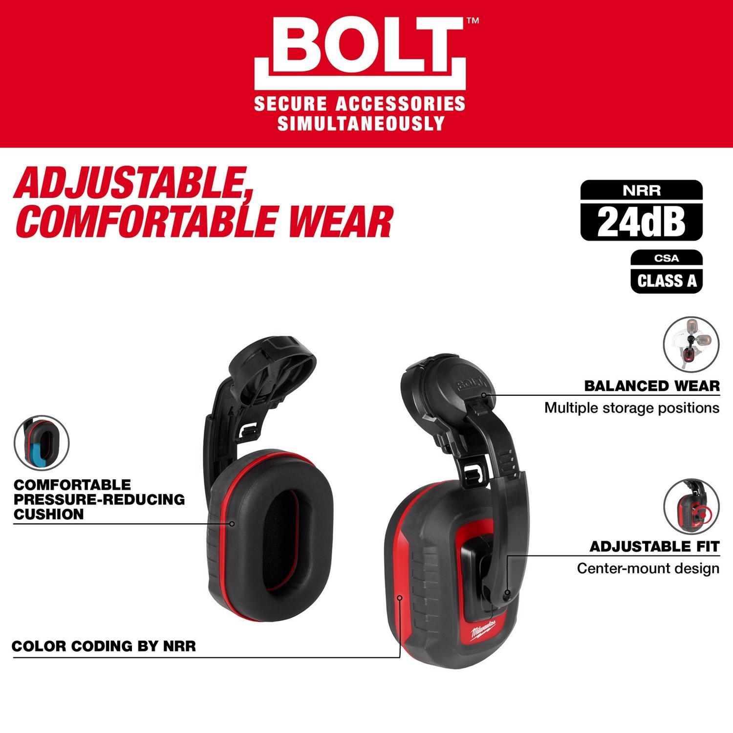 Milwaukee Bolt 24 dB PPE Ear Muffs Black/Red 1 pk
