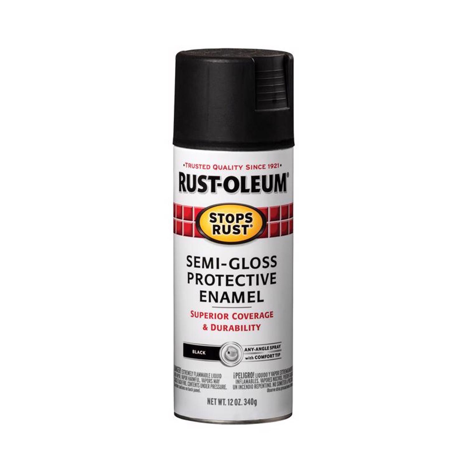 Rust-Oleum Stops Rust Semi-Gloss Black Spray Paint 12 oz