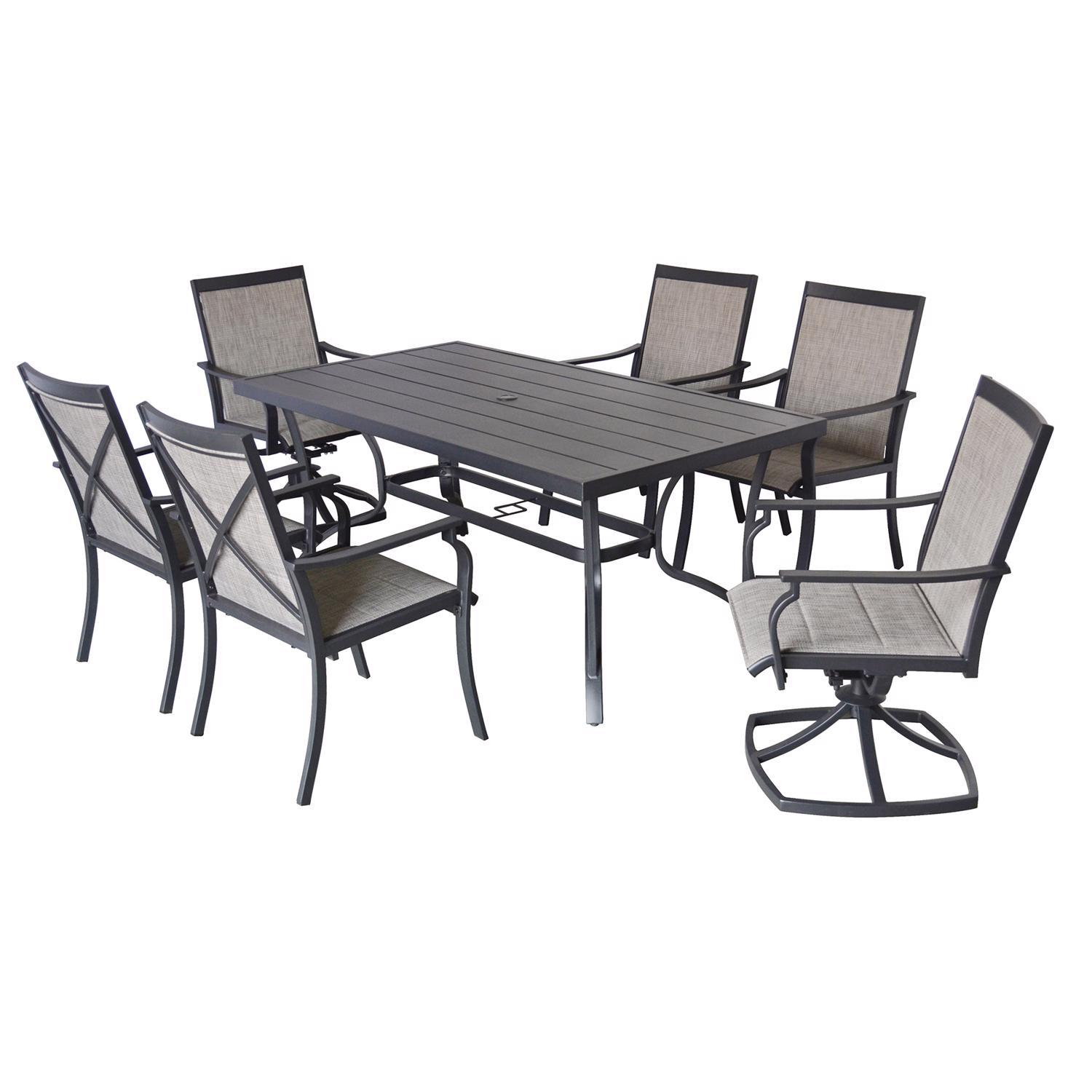 Living Accents Clark 7 pc Black Steel Casual Dining Set Beige