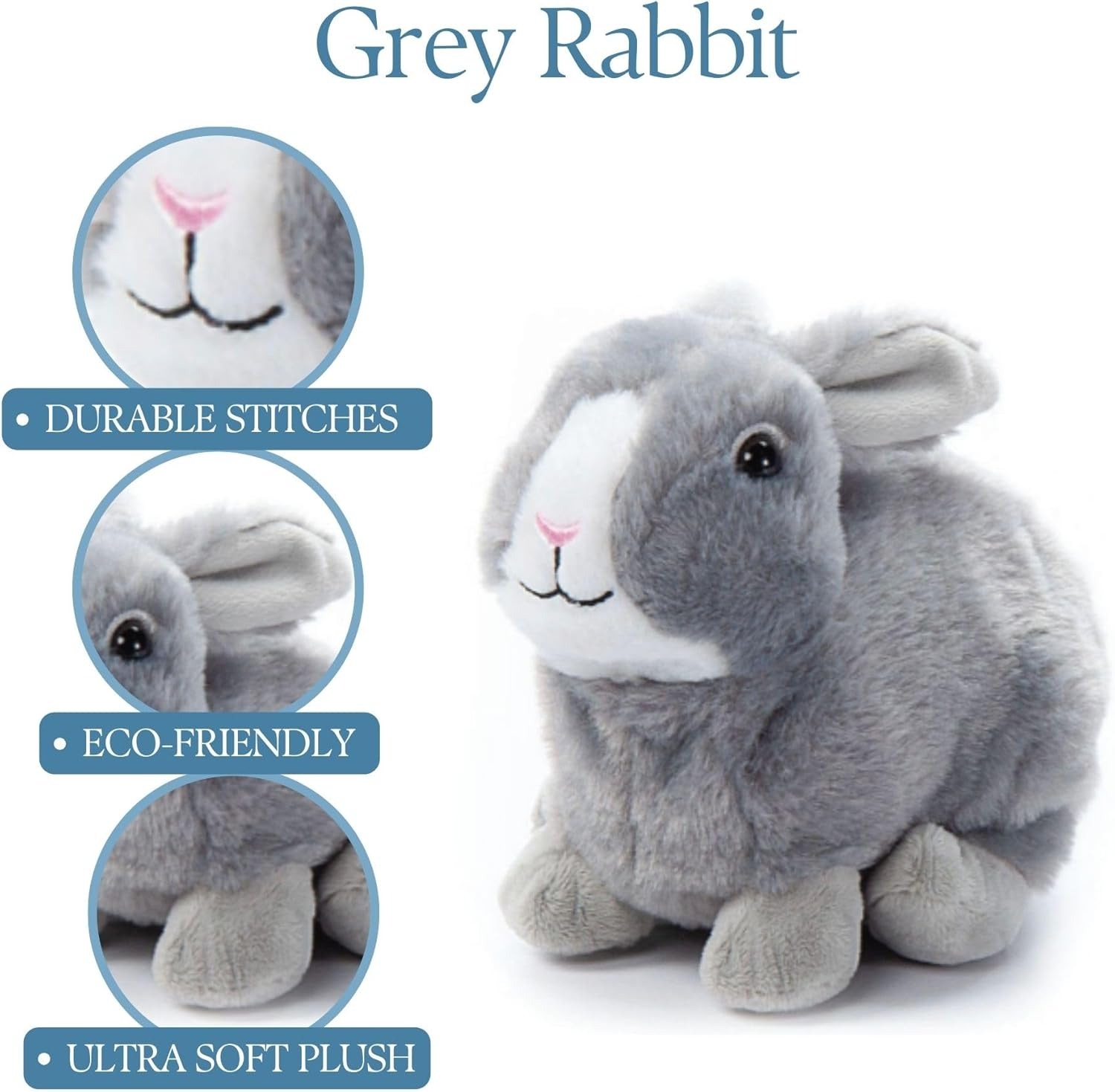 The Petting Zoo Grey Rabbit Stuffed Animal Plushie 9 in.