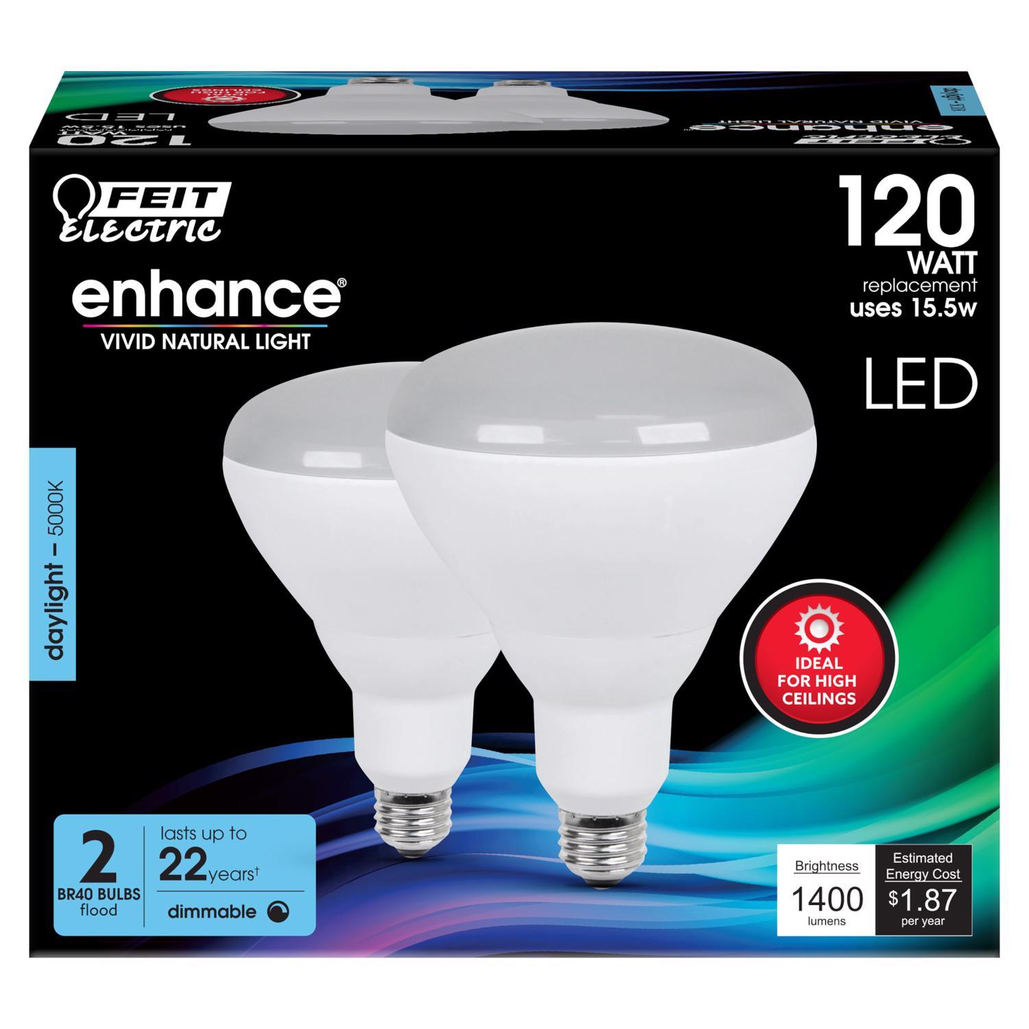 Feit BR40 E26 (Medium) LED Floodlight Bulb Daylight 120 Watt Equivalence 2 pk