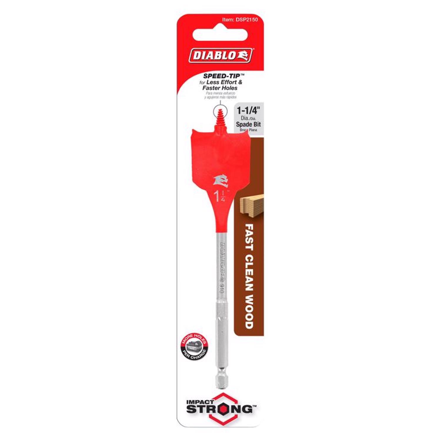 Diablo 1-1/4 in. X 6 in. L High Speed Steel Clean Wood Spade Bit Hex Shank 1 pk