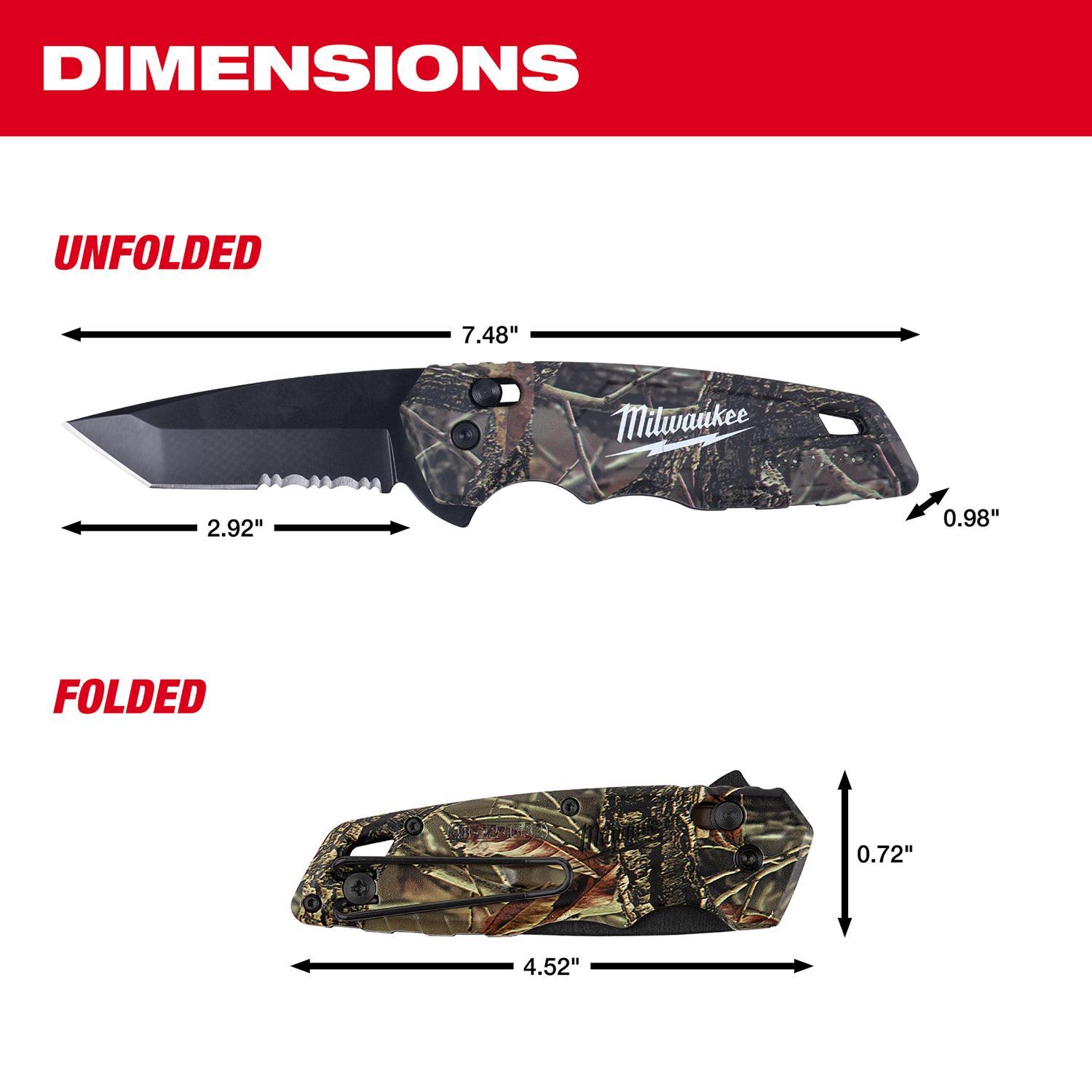 Milwaukee Fastback 7-3/4 in. Flip Folding Spring Assisted Pocket Knife Camouflage 1 pk